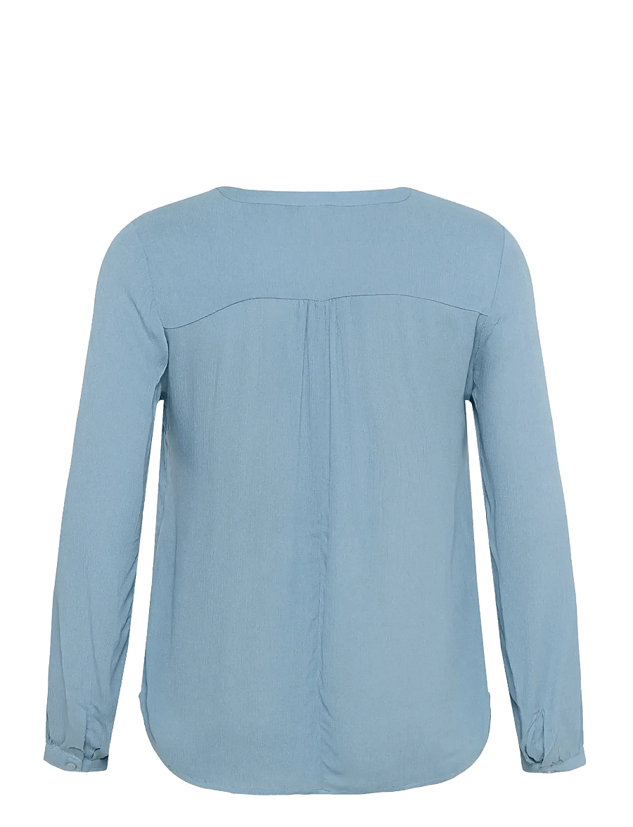 Kaffe Curve - KCami LS Blouse - long sleeved blouses - windward blue - 2