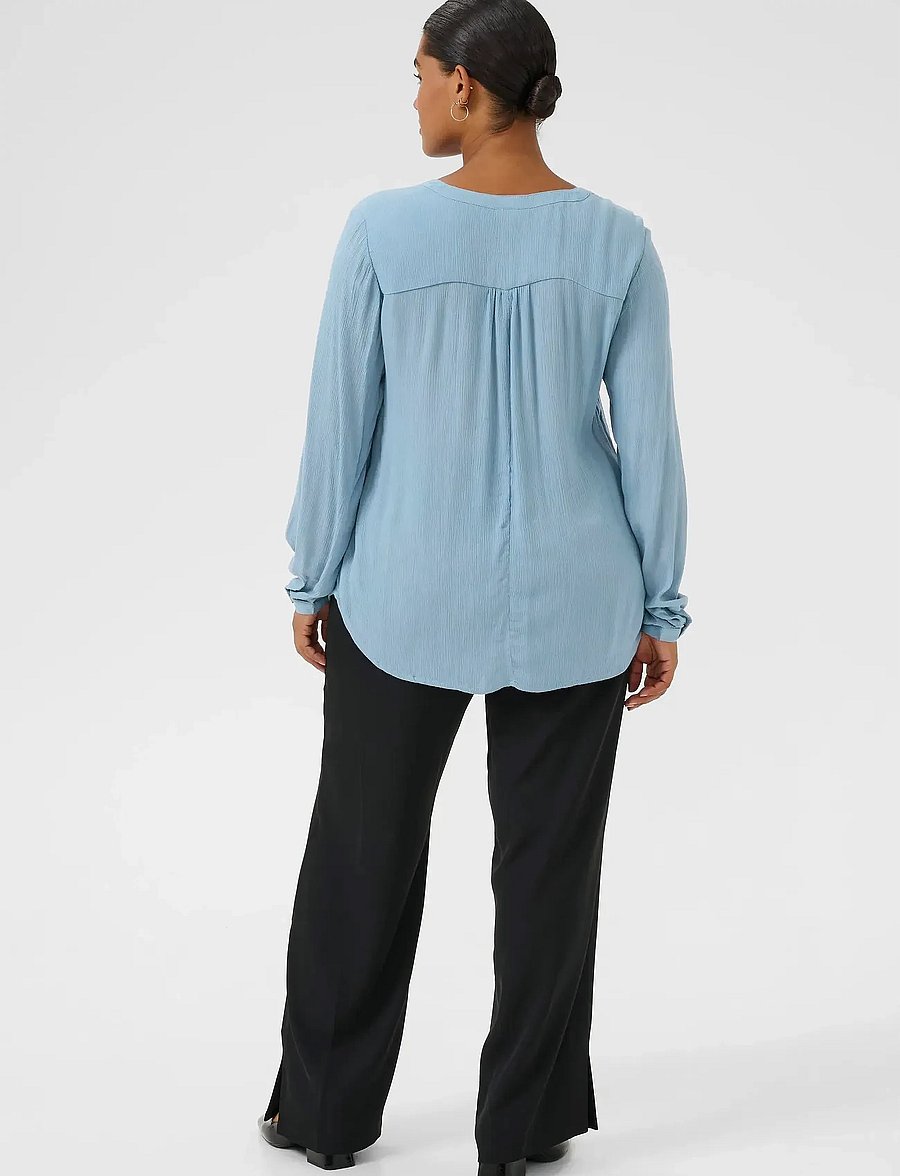 Kaffe Curve - KCami LS Blouse - long sleeved blouses - windward blue - 4