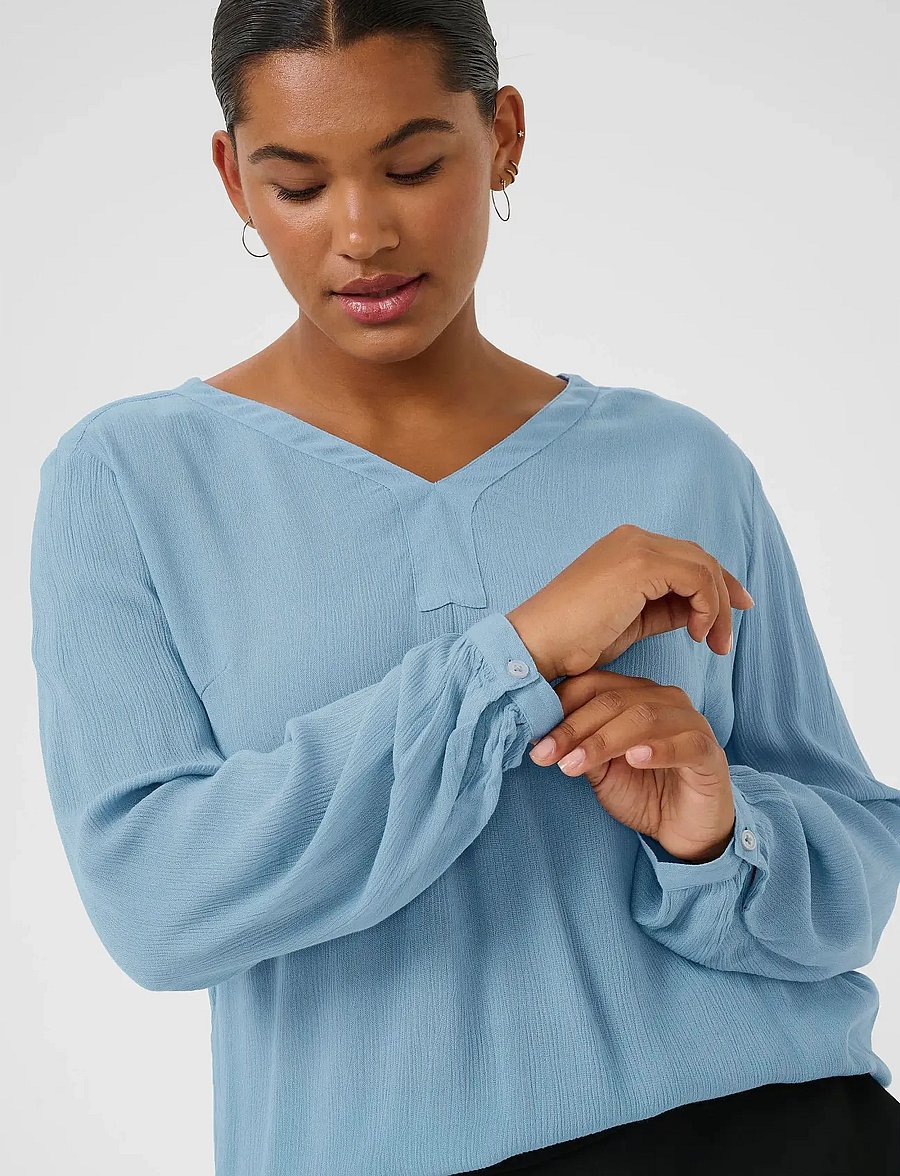 Kaffe Curve - KCami LS Blouse - long sleeved blouses - windward blue - 5