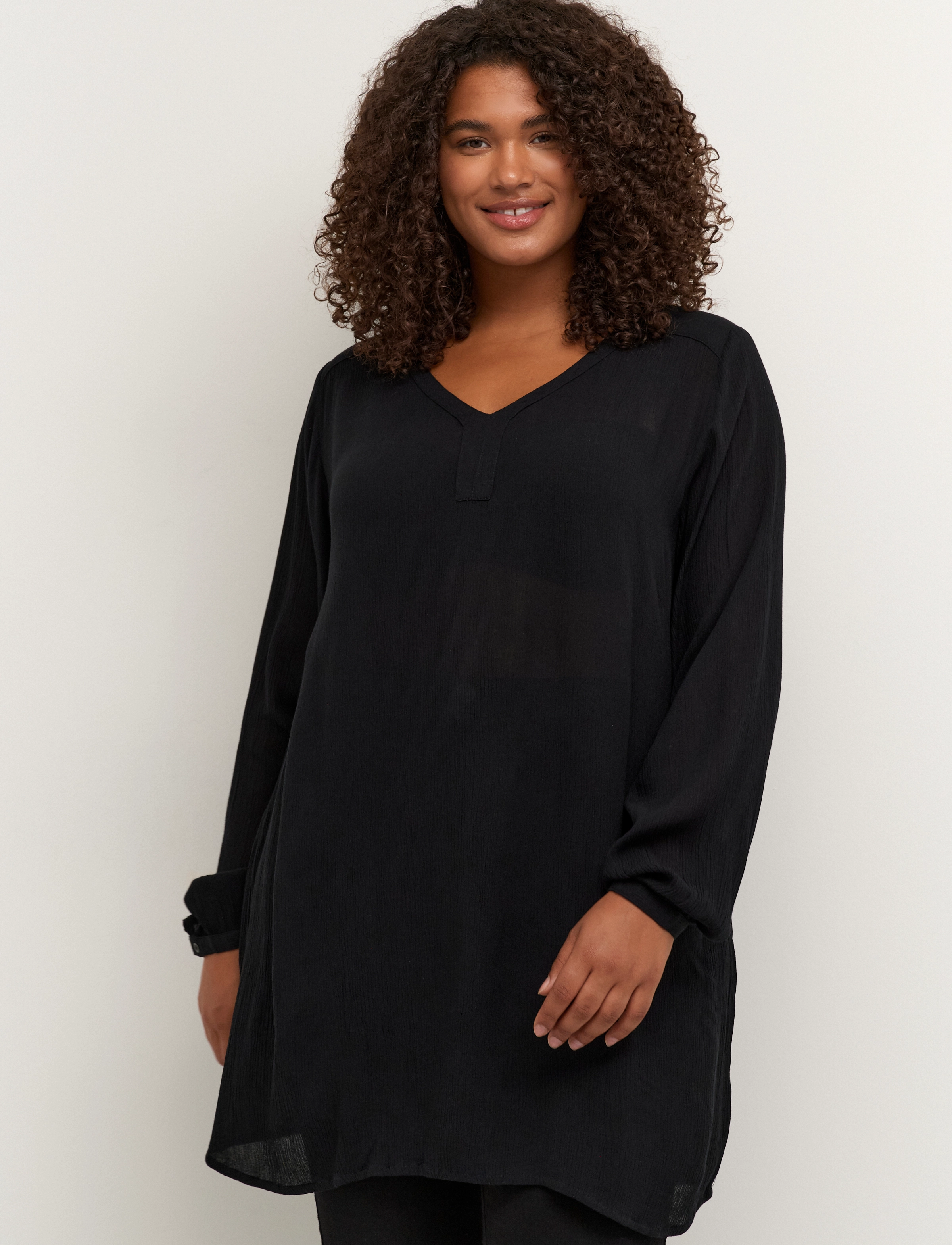 Kaffe Curve Kcami Ls Tunic, 44, Oberteile, Schwarz - Tunics, Frauen