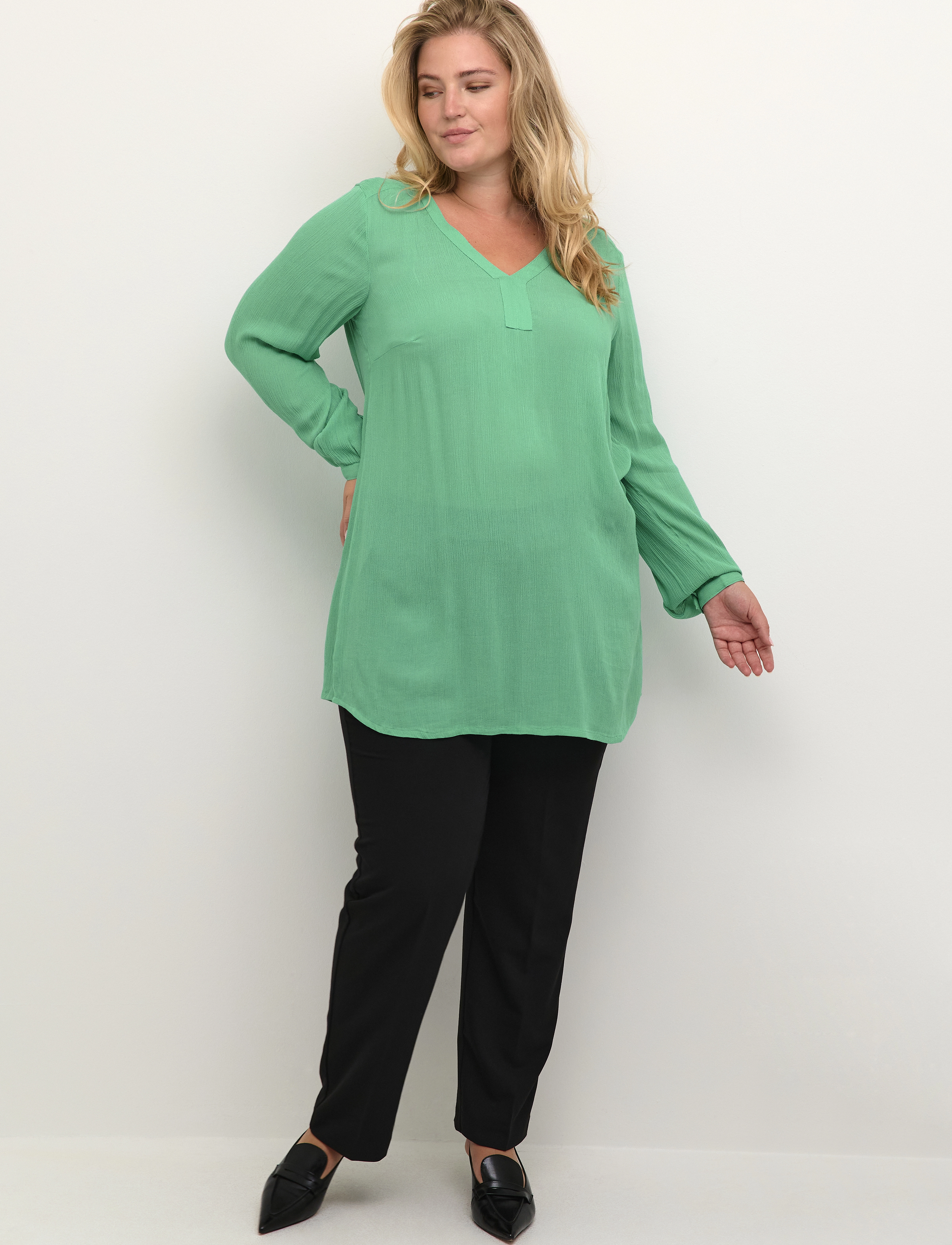 Kaffe Curve - KCami LS Tunic - tunics - gumdrop green - 3