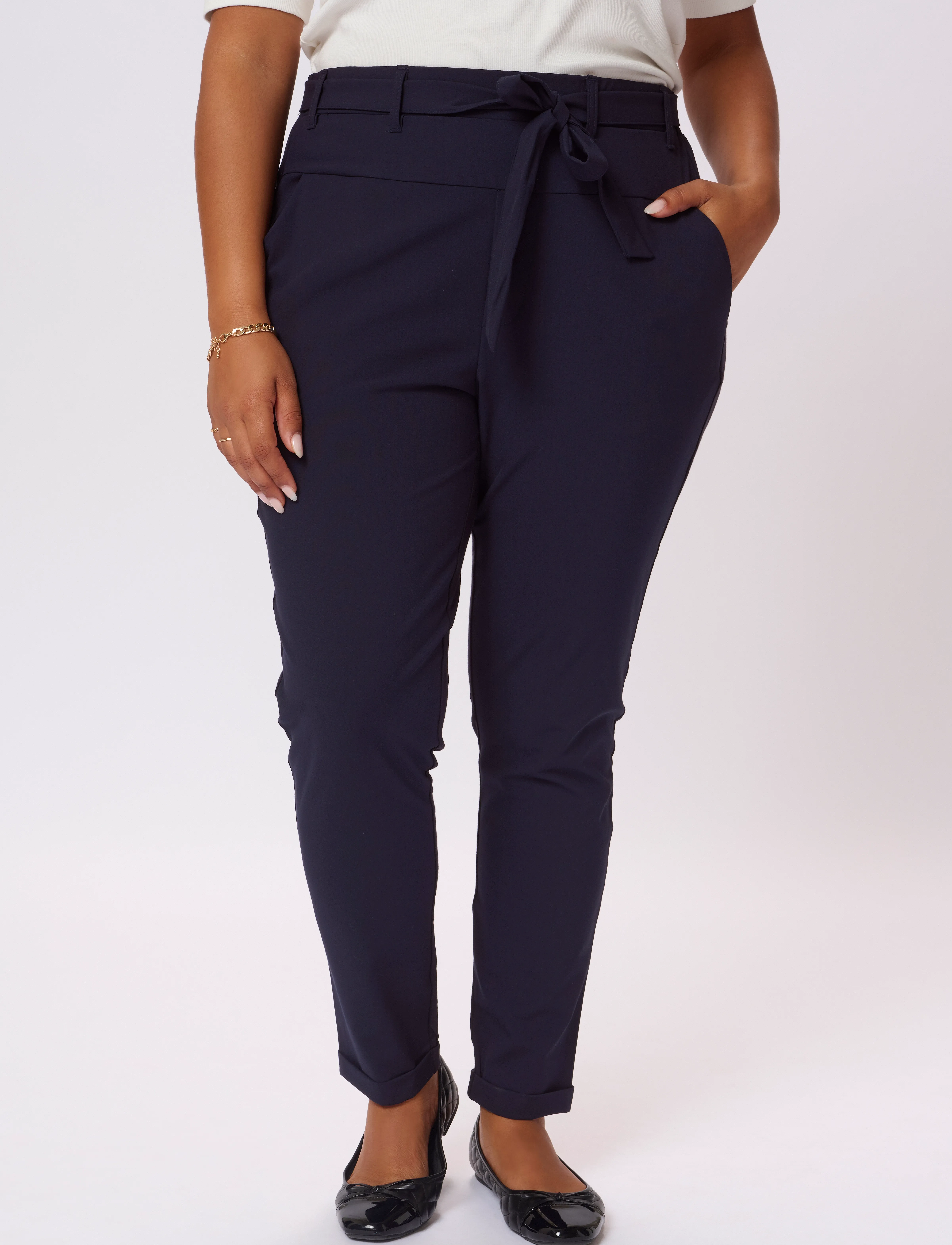 Kaffe Curve KCjia Belt Pants - Hosen - MIDNIGHT MARINE / navy