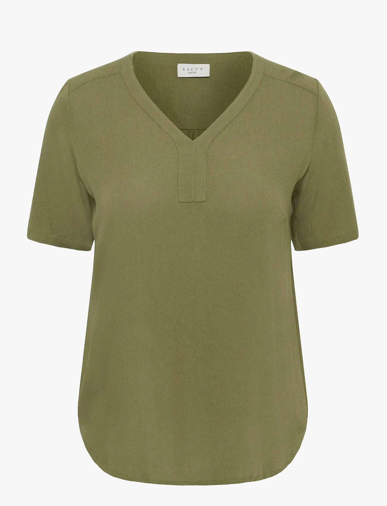 Kaffe Curve - KCami SS Blouse - short-sleeved blouses - dusky green - 1