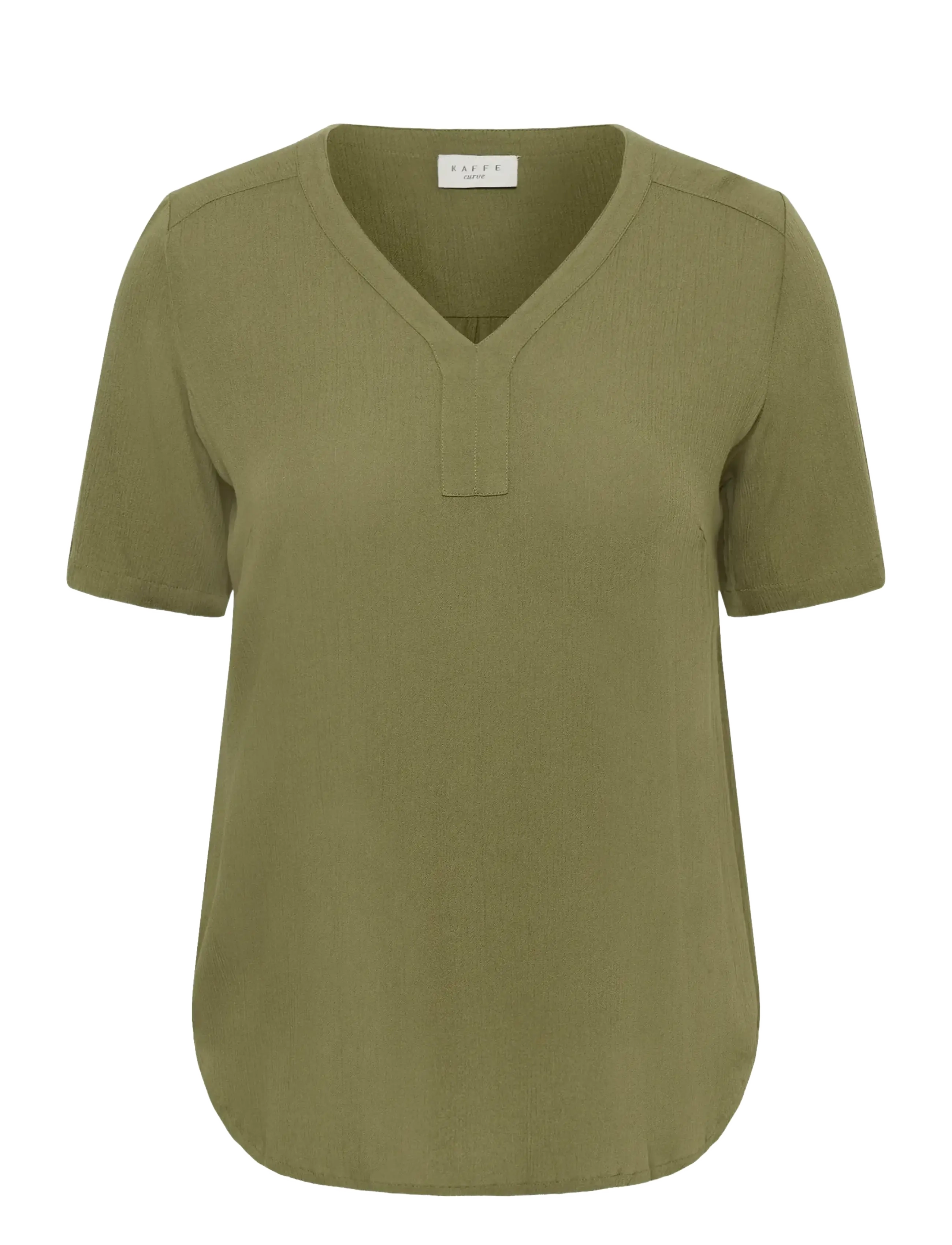 Kaffe Curve KCami SS Blouse - T-shirty & Topy - DUSKY GREEN / khaki/green