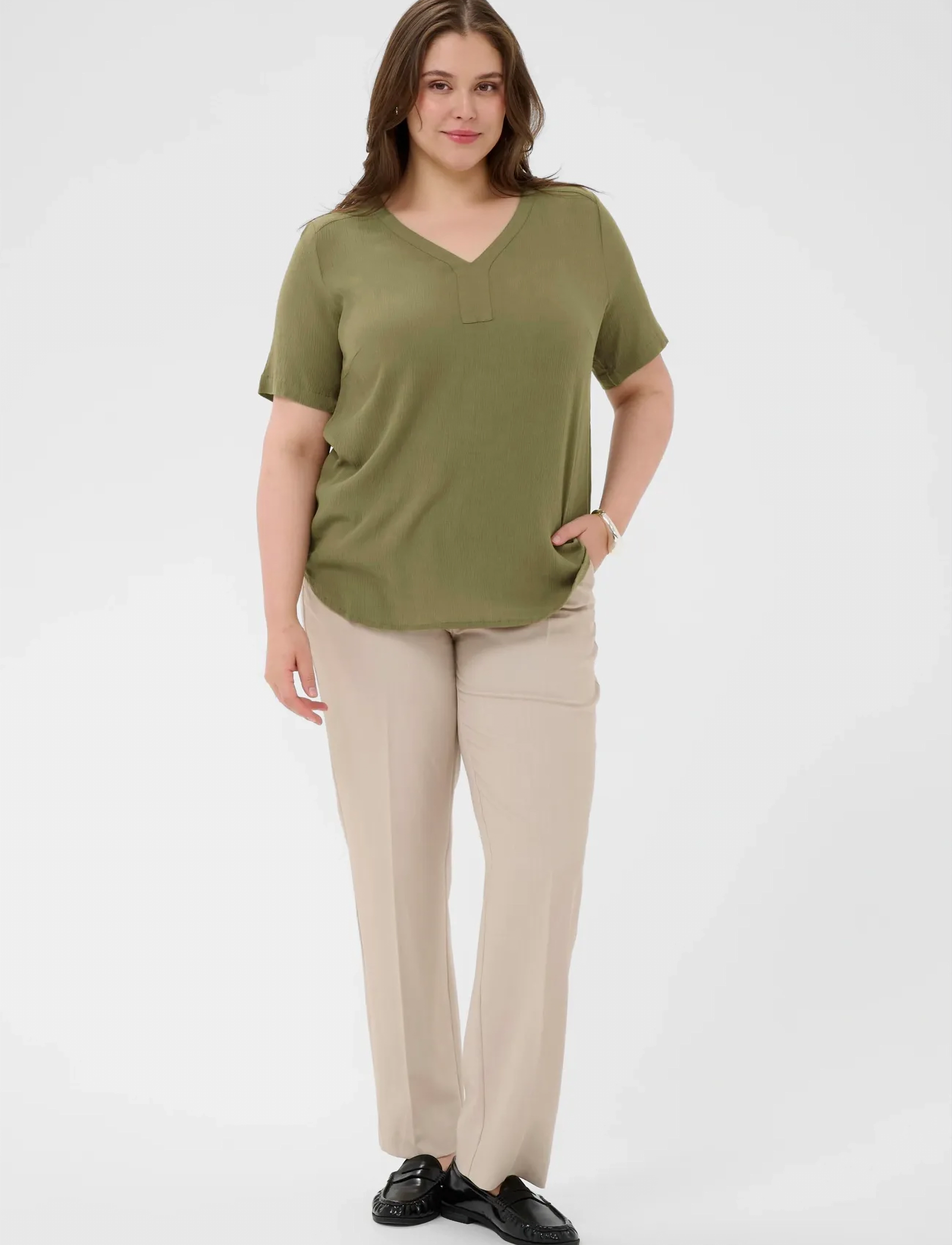 Kaffe Curve - KCami SS Blouse - blouses korte mouwen - dusky green - 3