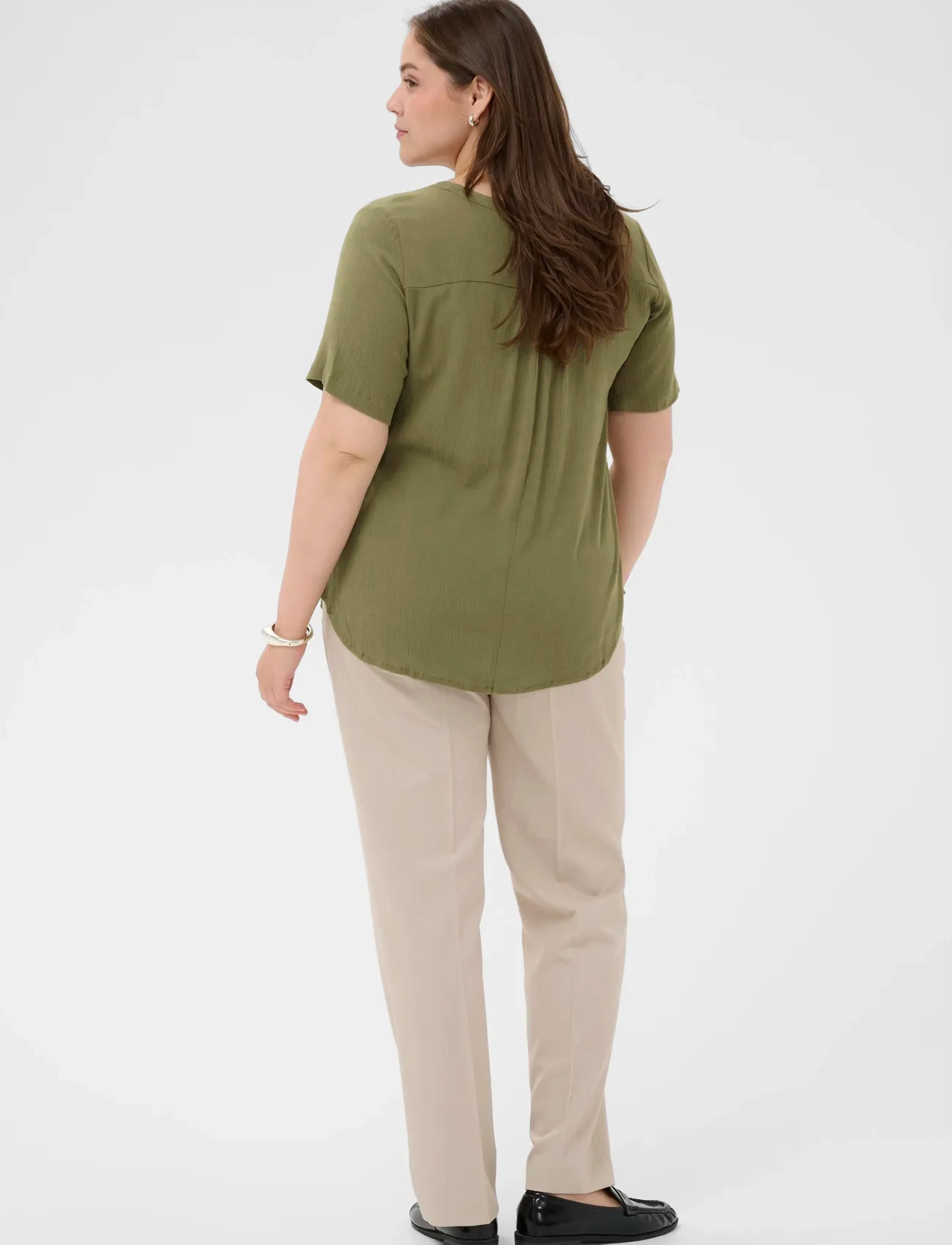 Kaffe Curve - KCami SS Blouse - blouses korte mouwen - dusky green - 4