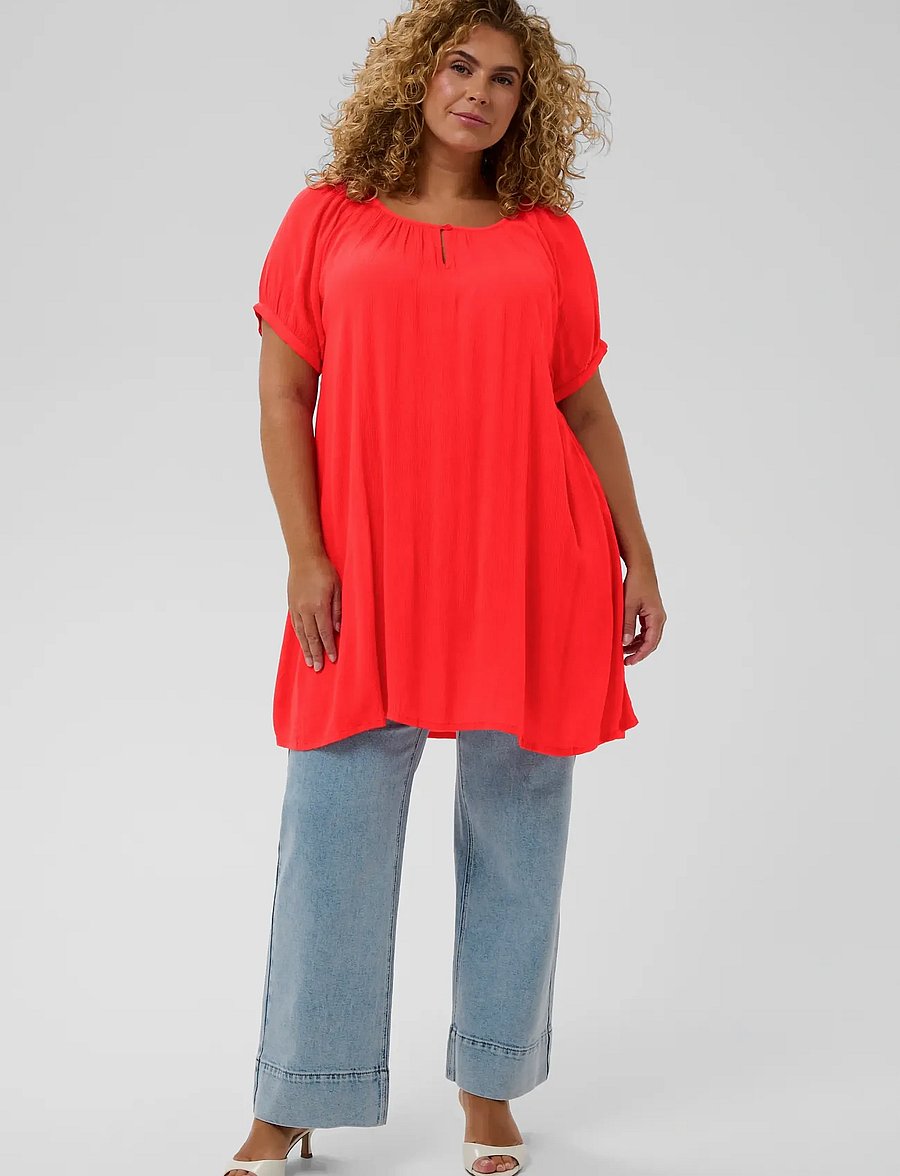 Kaffe Curve - KCami SS Tunic - tunics - poppy red - 3
