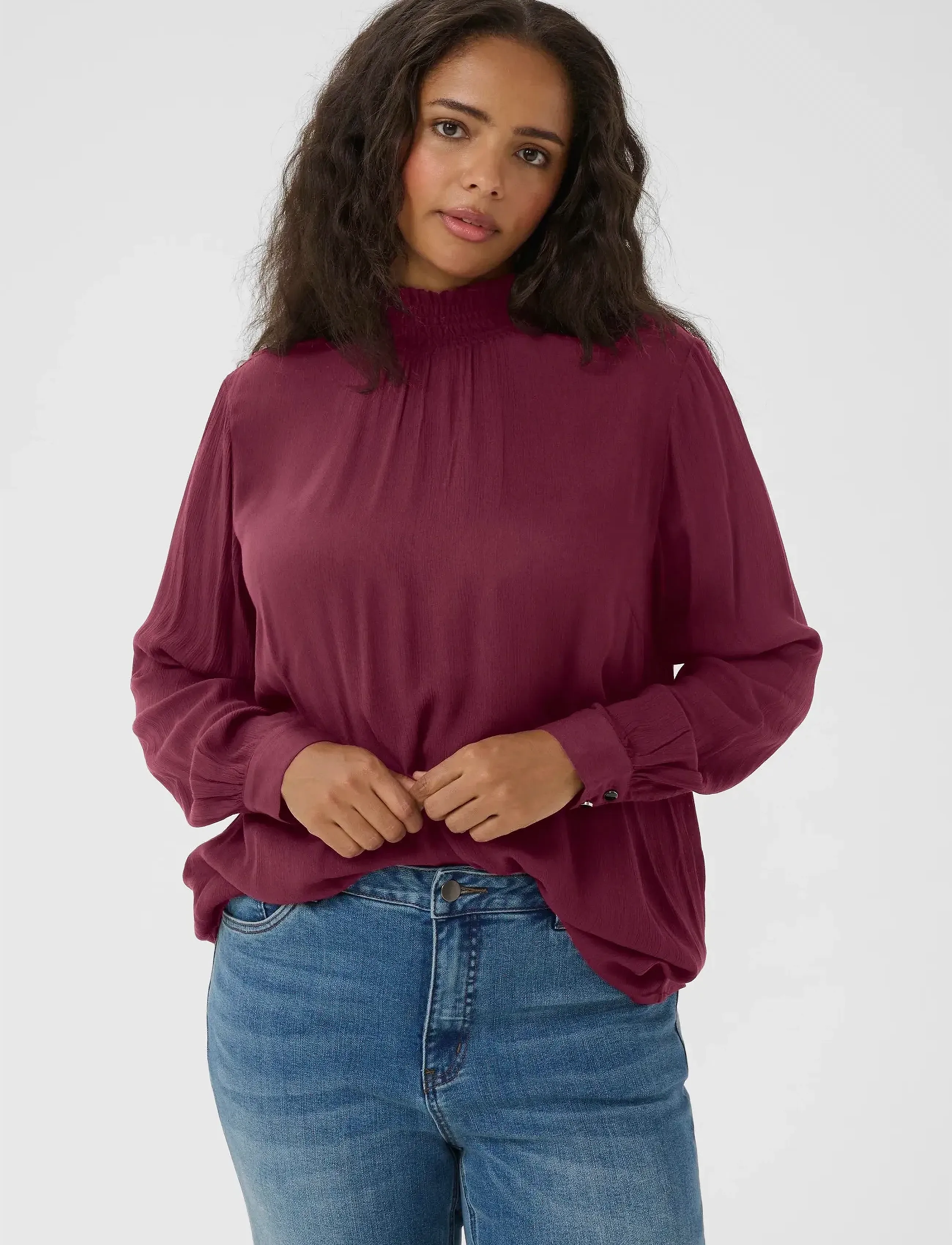 Kaffe Curve KCtrudi Blouse - Blouses - WINDSOR WINE / red