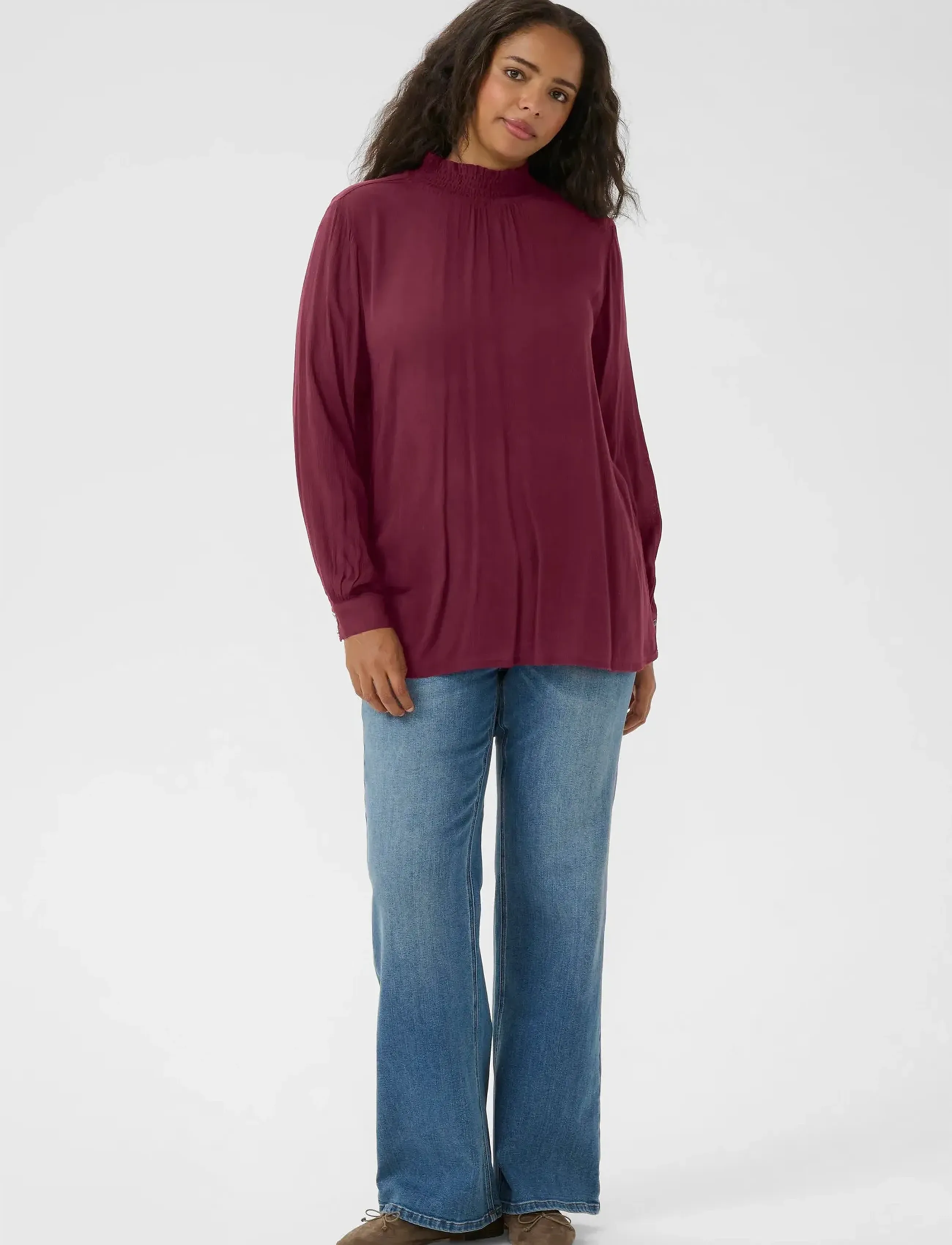 Kaffe Curve - KCtrudi Blouse - long-sleeved blouses - windsor wine - 3