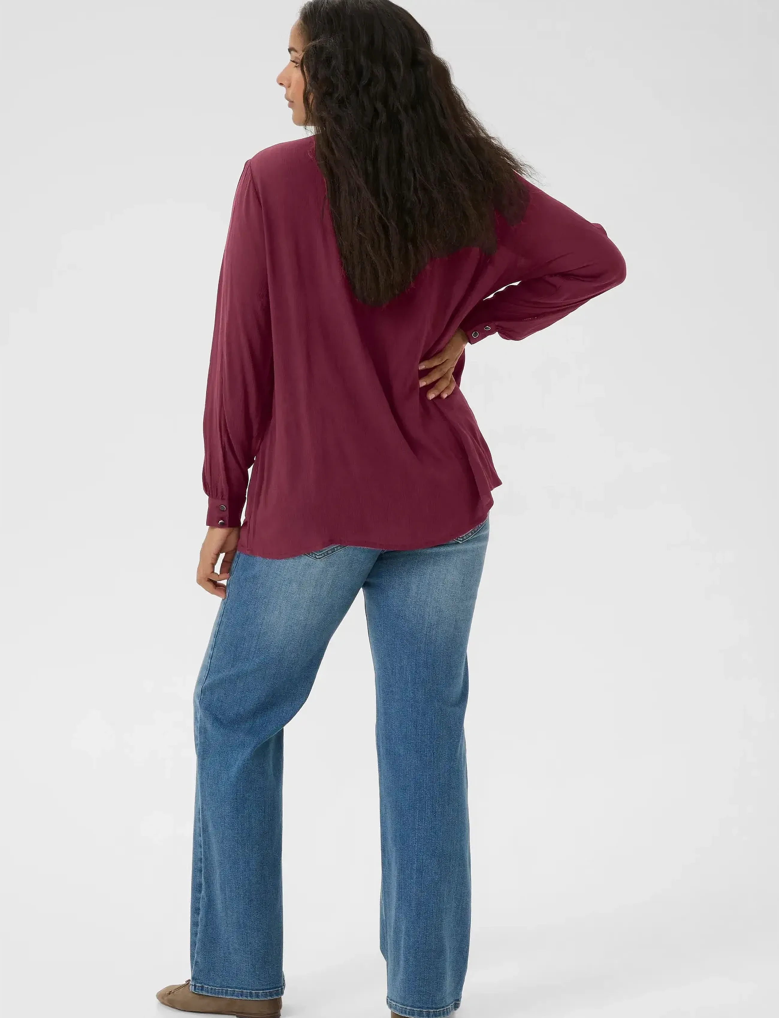 Kaffe Curve - KCtrudi Blouse - long-sleeved blouses - windsor wine - 4