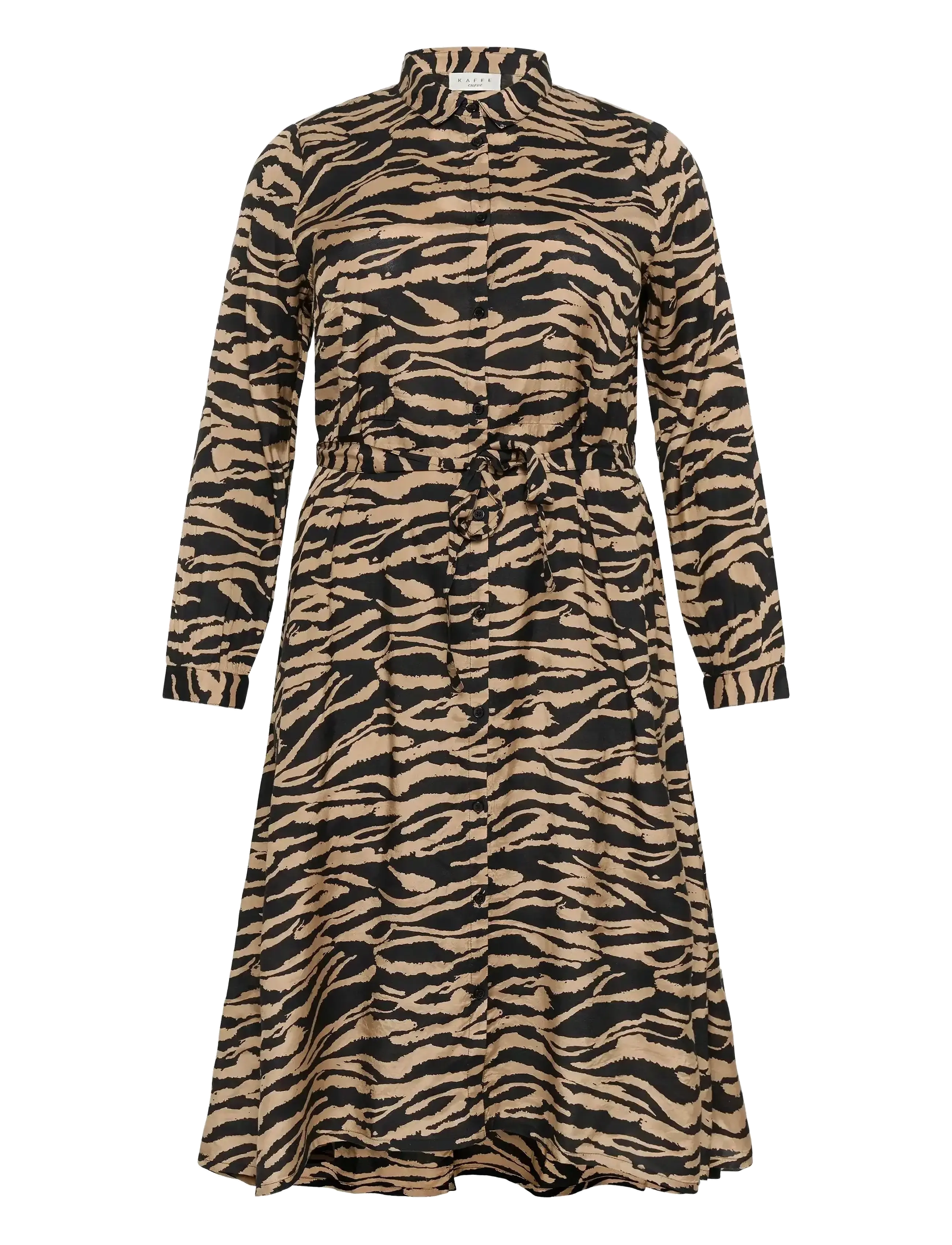 Kaffe Curve KColivia Dress - Hemdkleider - BLACK DEEP/NOMAD PRINT / beige