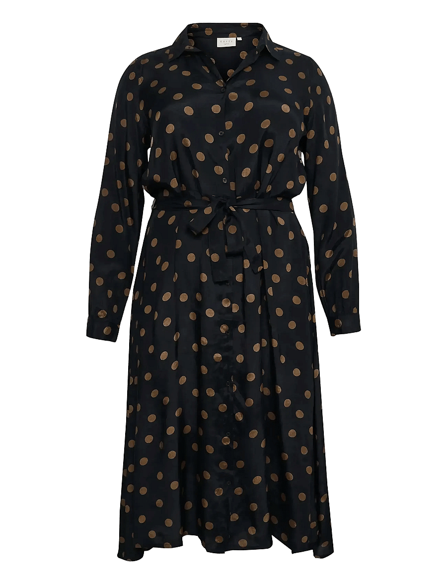 Kaffe Curve - KColivia Dress - skjortekjoler - black with mustang dot - 1