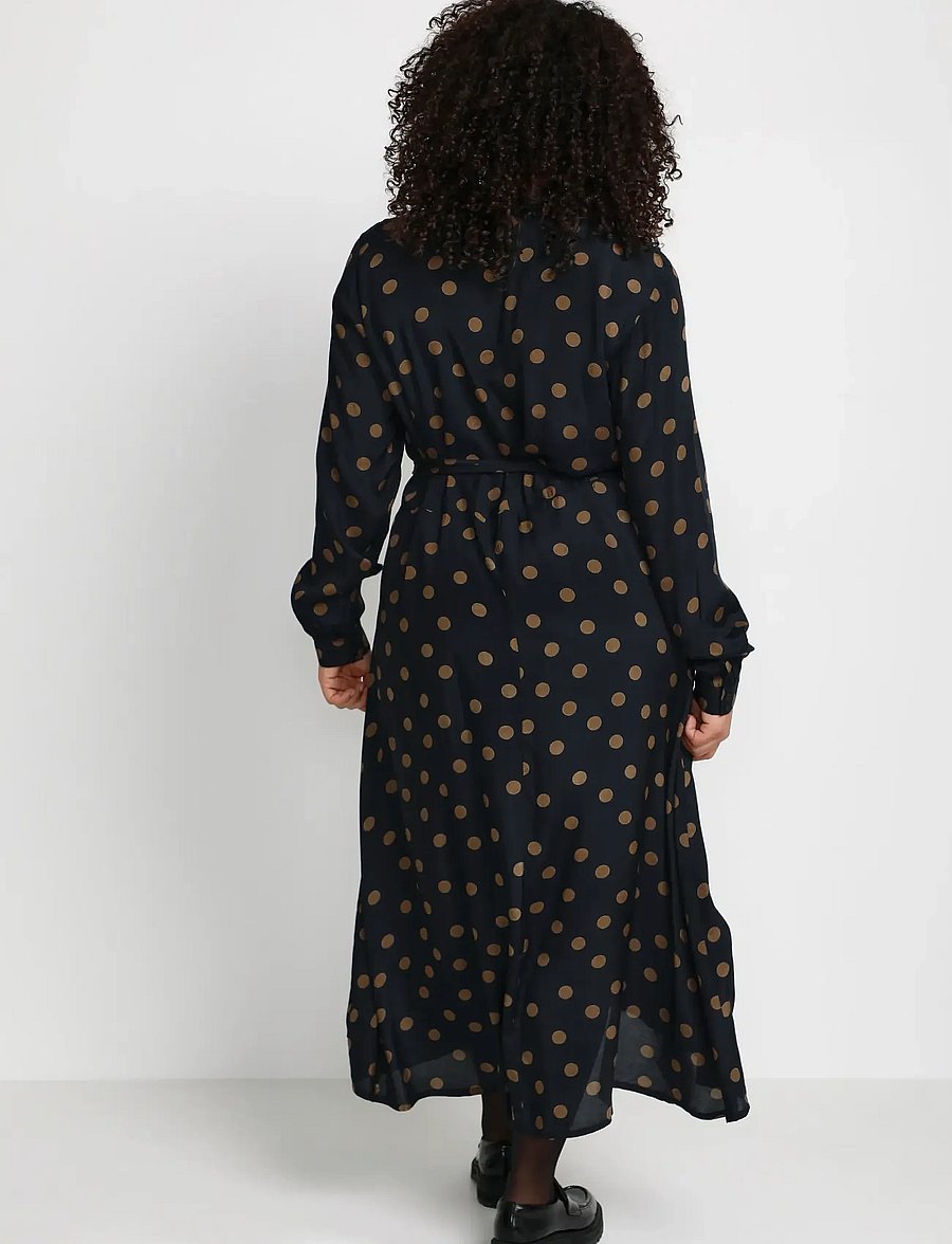 Kaffe Curve - KColivia Dress - skjortekjoler - black with mustang dot - 4