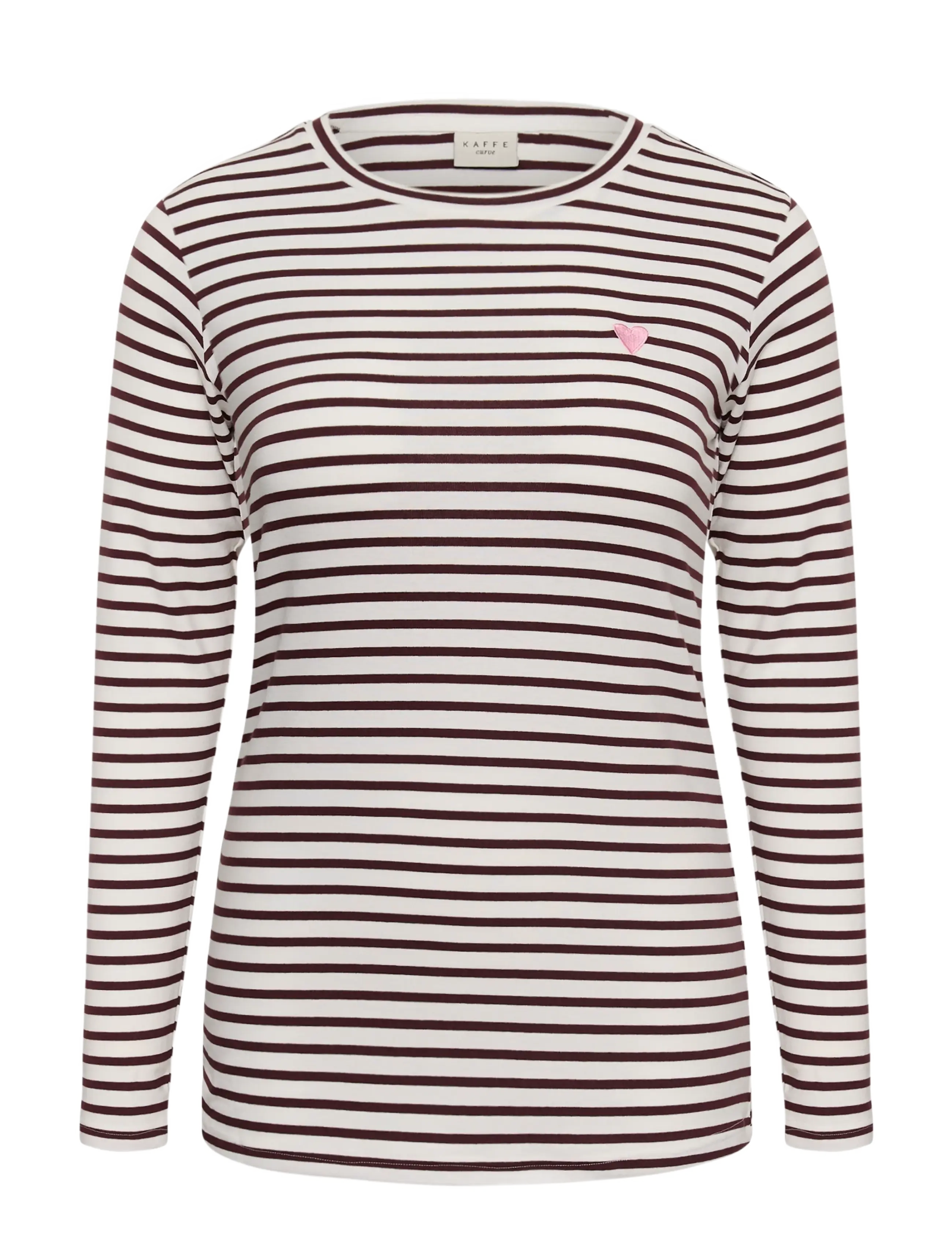 Kaffe Curve KClia T-Shirt - Kaffe Curve - CHALK/FUDGE-WILD ROSE HEART / white