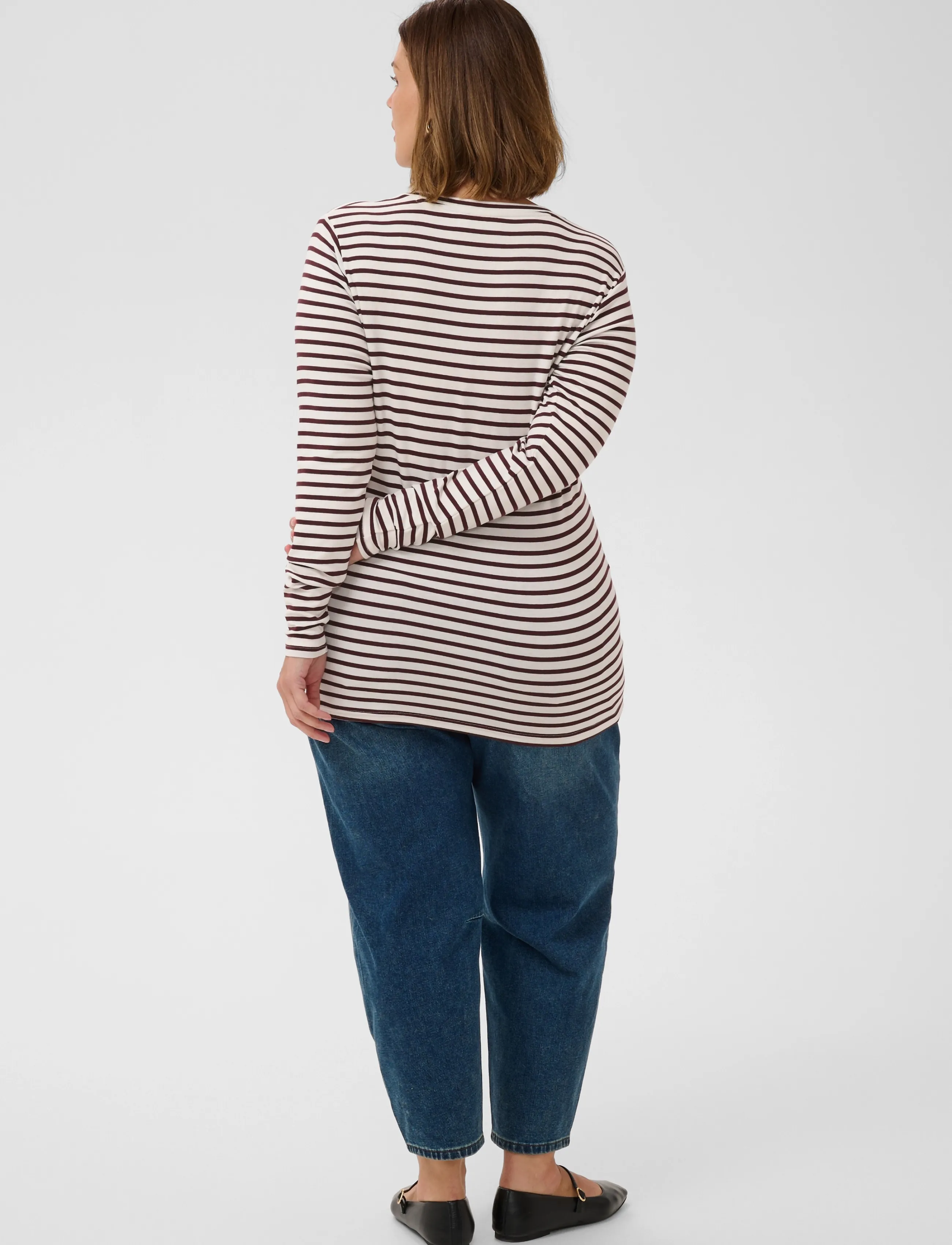Kaffe Curve - KClia T-Shirt - langærmede toppe - chalk/fudge-wild rose heart - 4
