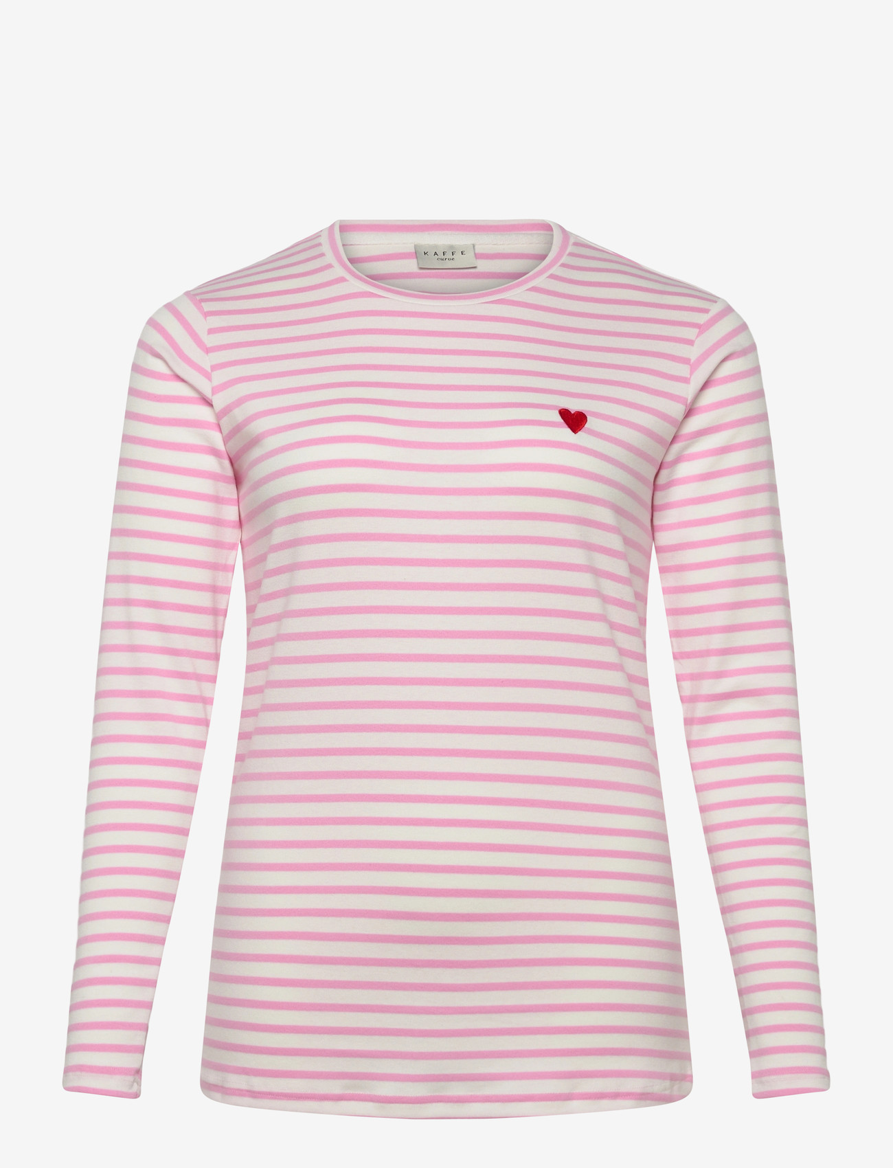 Kaffe Curve - KClia T-Shirt - langærmede toppe - chalk/pink - poppy red heart - 0