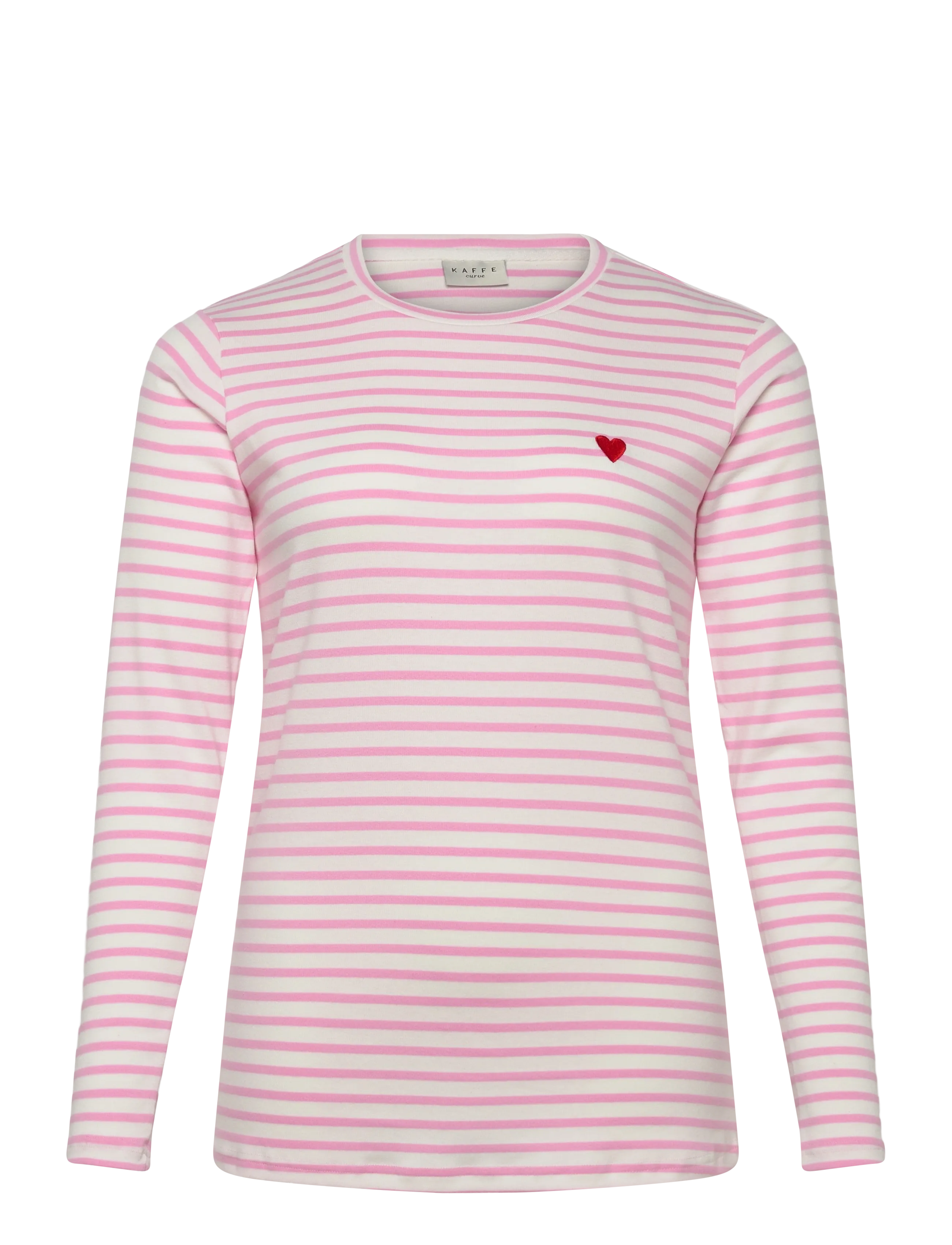 Kaffe Curve KClia T-Shirt - T-shirts & tops - CHALK/PINK - POPPY RED HEART / pink/rose