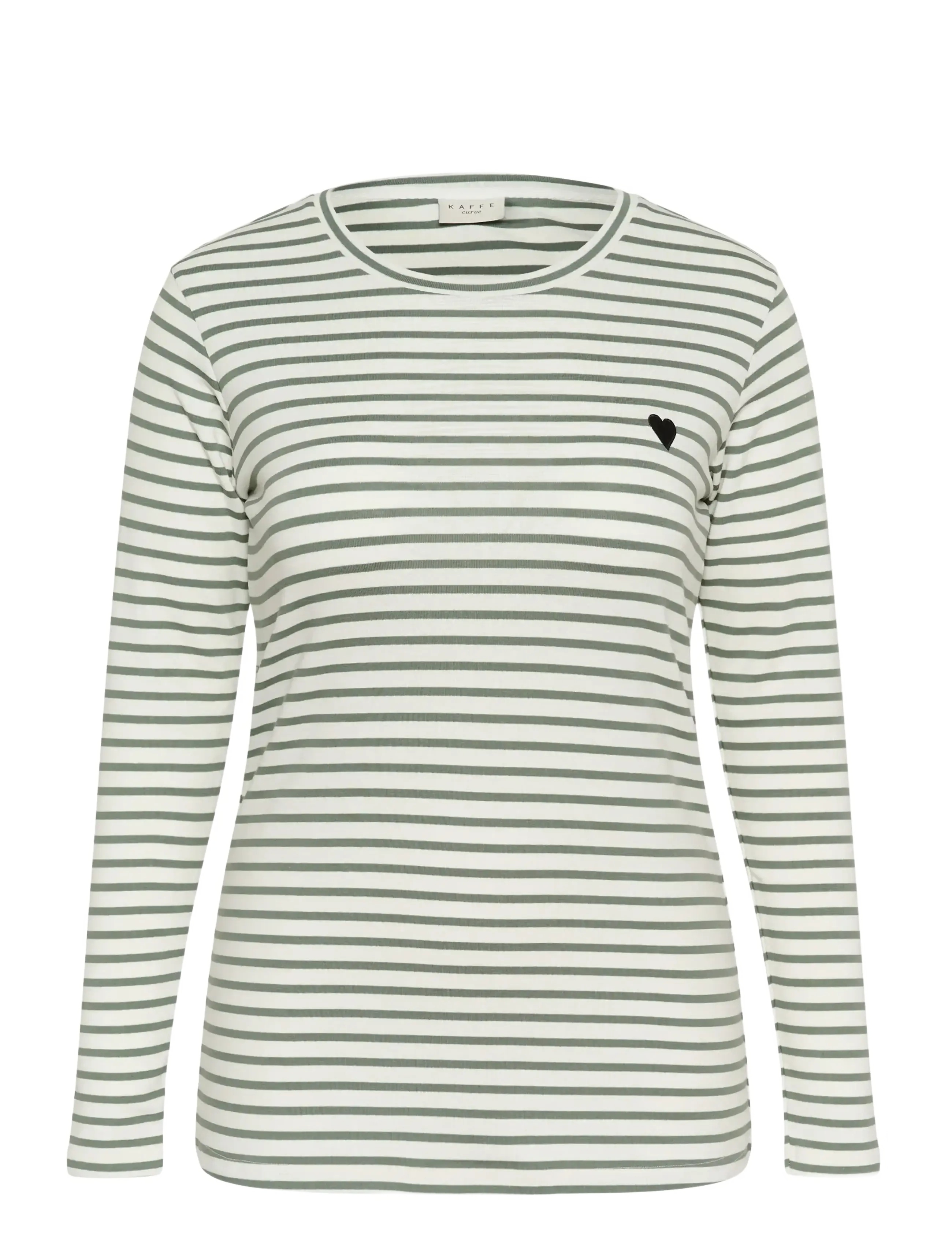 Kaffe Curve KClia T-Shirt - Odzież - CHALK/SEA SPRAY -BLACK HEART / white
