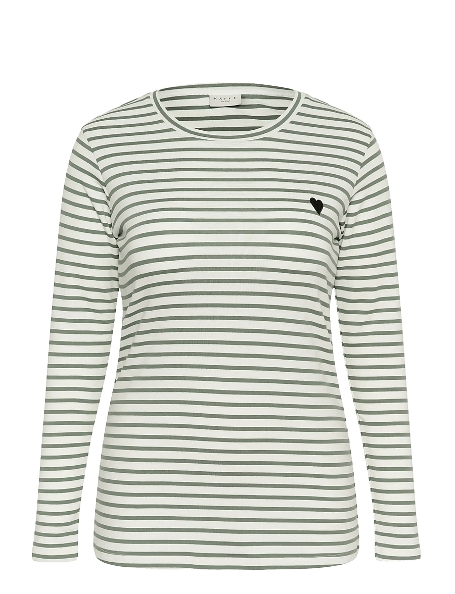 Kaffe Curve - KClia T-Shirt - langærmede toppe - chalk/sea spray -black heart - 1