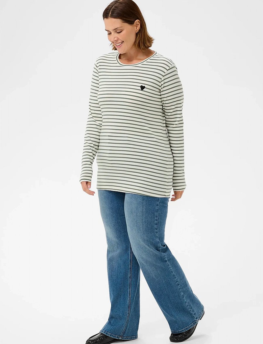 Kaffe Curve - KClia T-Shirt - langærmede toppe - chalk/sea spray -black heart - 3