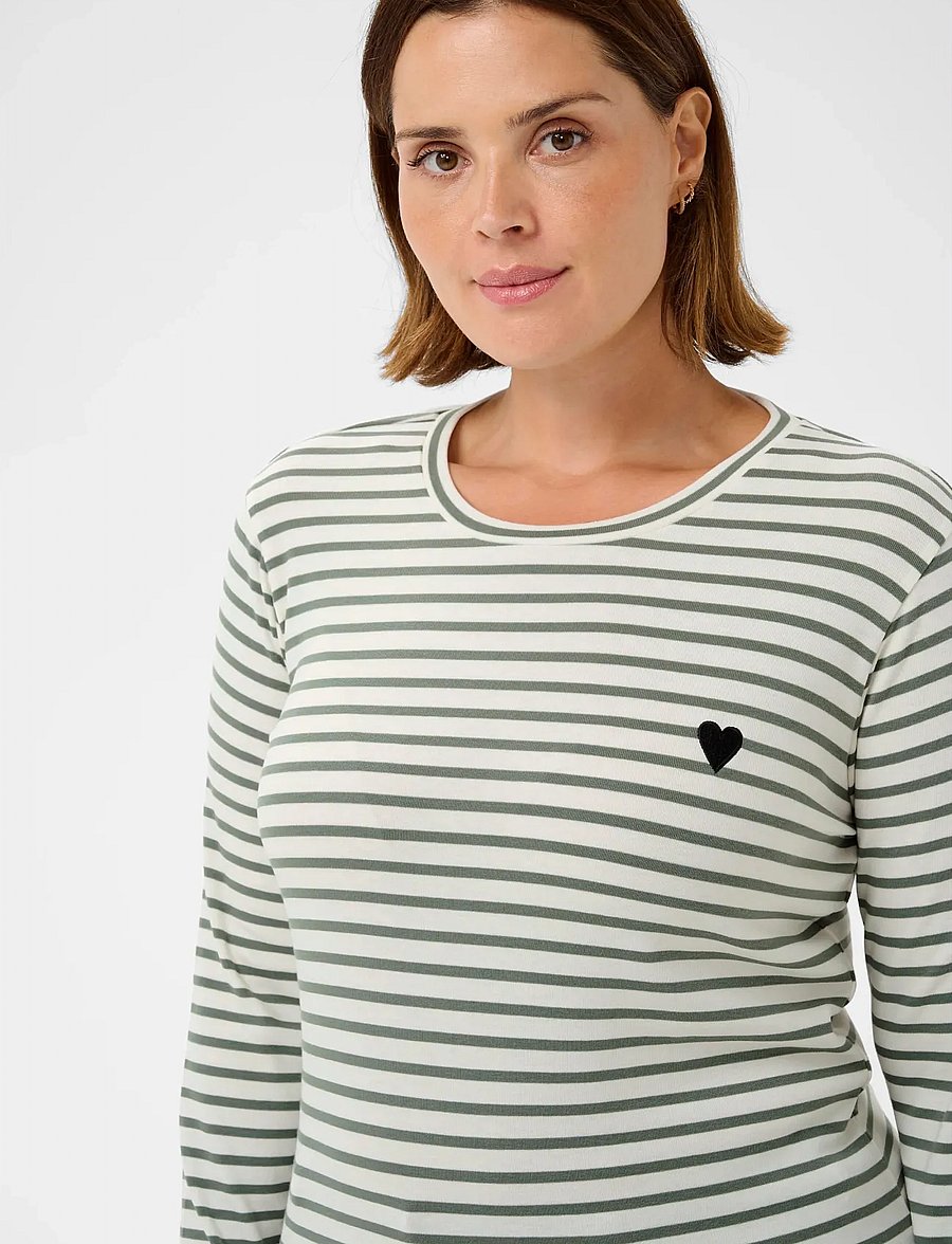 Kaffe Curve - KClia T-Shirt - langærmede toppe - chalk/sea spray -black heart - 5