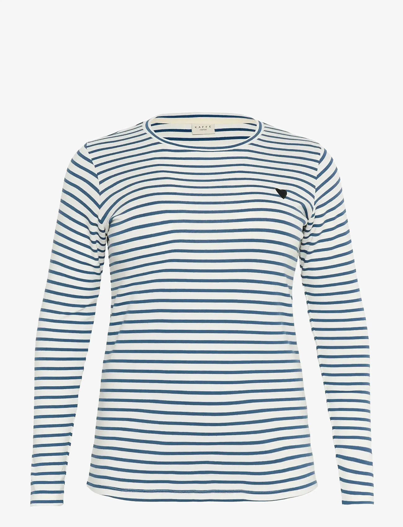 Kaffe Curve - KClia T-Shirt - topy z długimi rękawami - chalk/bering sea-black heart - 1