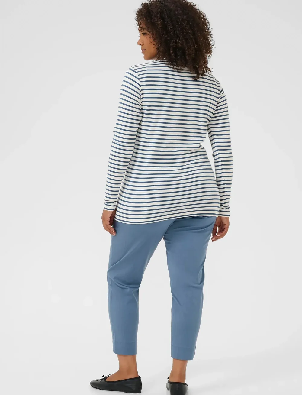 Kaffe Curve - KClia T-Shirt - långärmade toppar - chalk/bering sea-black heart - 4