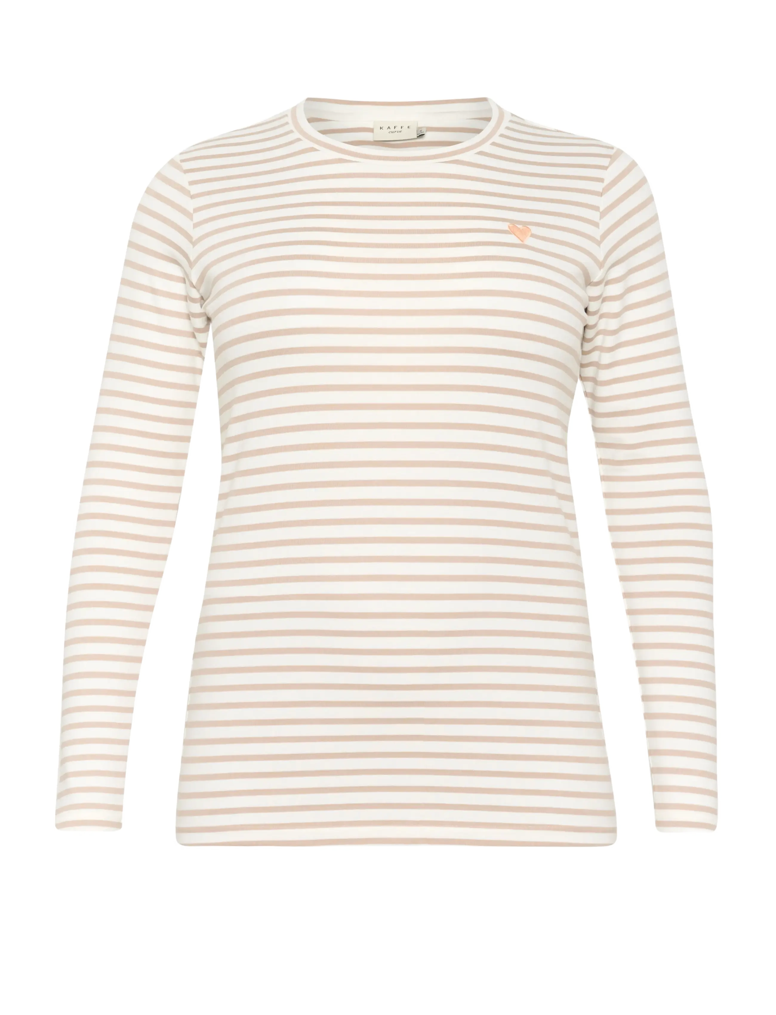 Kaffe Curve KClia T-Shirt - T-Shirts & Tops - CHALK/BEIGE, PEACH HEART / cream
