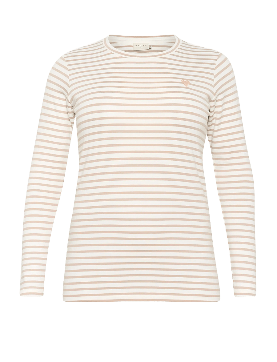 Kaffe Curve - KClia T-Shirt - palaidinukės ilgomis rankovėmis - chalk/beige, peach heart - 0