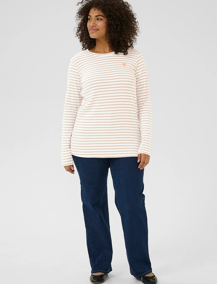 Kaffe Curve - KClia T-Shirt - palaidinukės ilgomis rankovėmis - chalk/beige, peach heart - 3