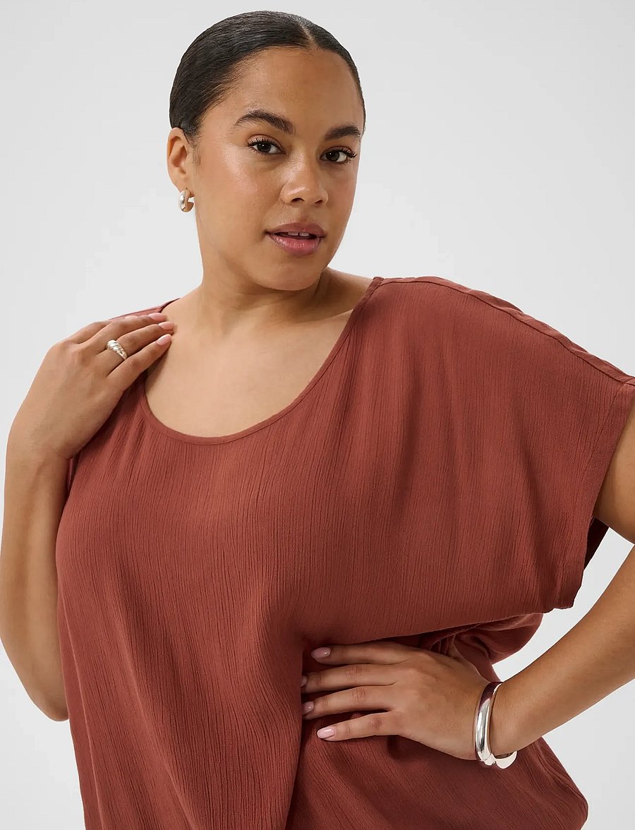 Kaffe Curve - KCami Stanley SS - t-shirts - henna - 5