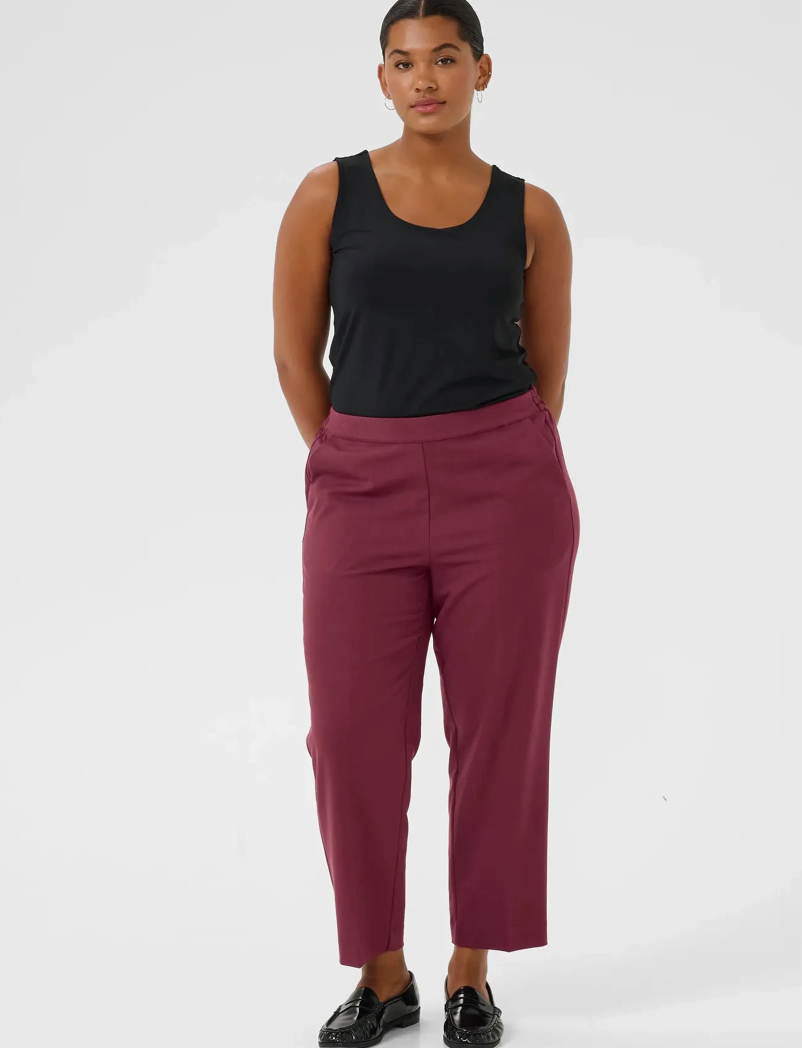 Kaffe Curve - KCsakira Cropped Pants - od garnituru - windsor wine - 3