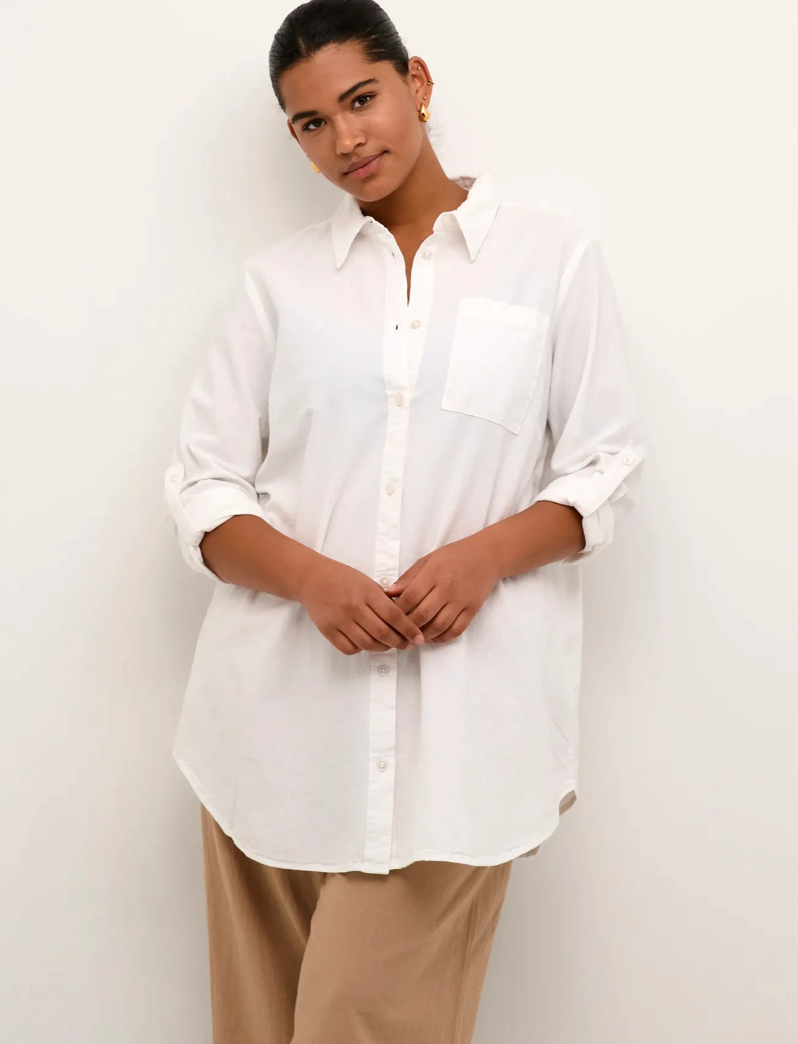 Kaffe Curve Kcnana Shirt Tunic, 44, Oberteile, Weiß - Tunics, Frauen