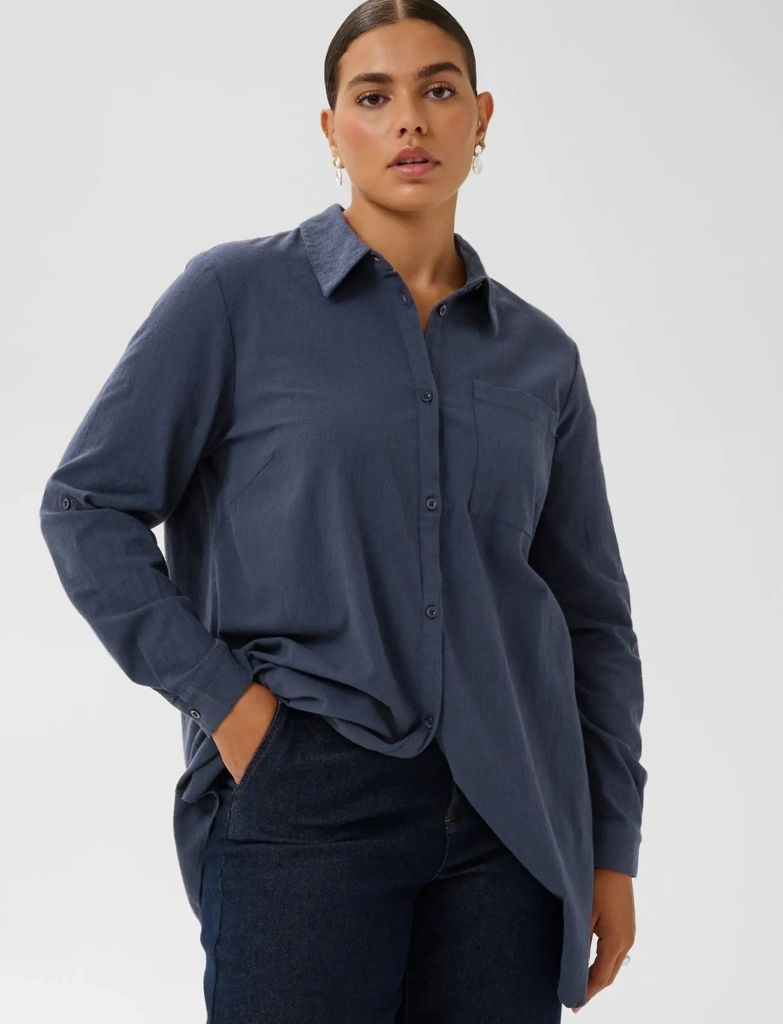 Kaffe Curve - KCnana Shirt Tunic - tunikor - midnight marine - 4
