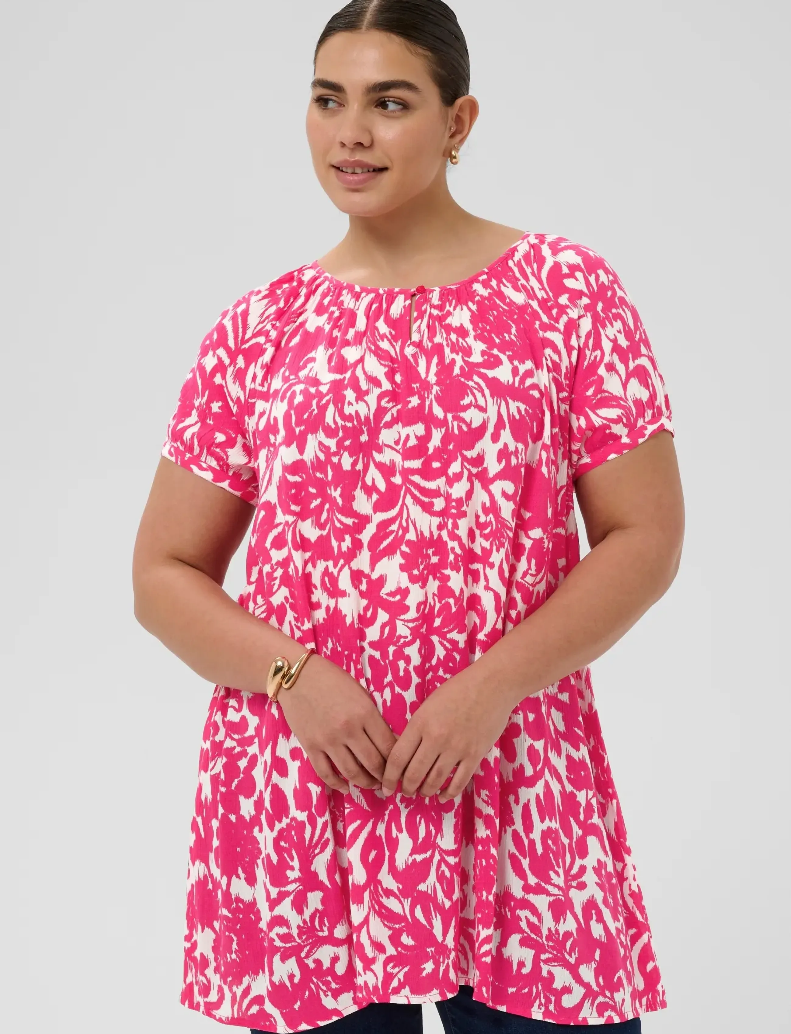 Kaffe Curve KCvilana Ami Tunic - Tunikat - BEETROOT PURPLE CHALK FLOWER / pink/rose