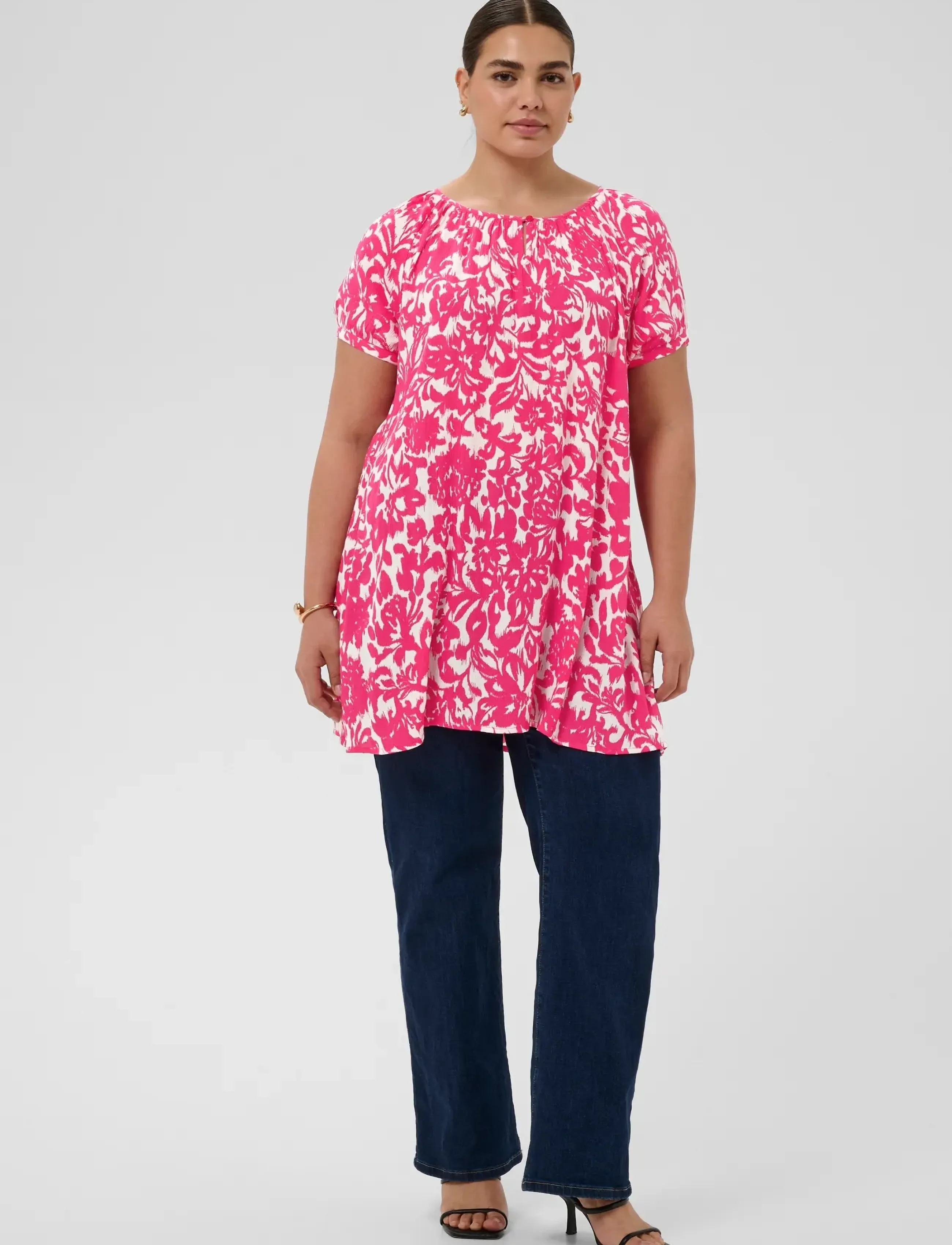 Kaffe Curve - KCvilana Ami Tunic - tunikor - beetroot purple chalk flower - 3