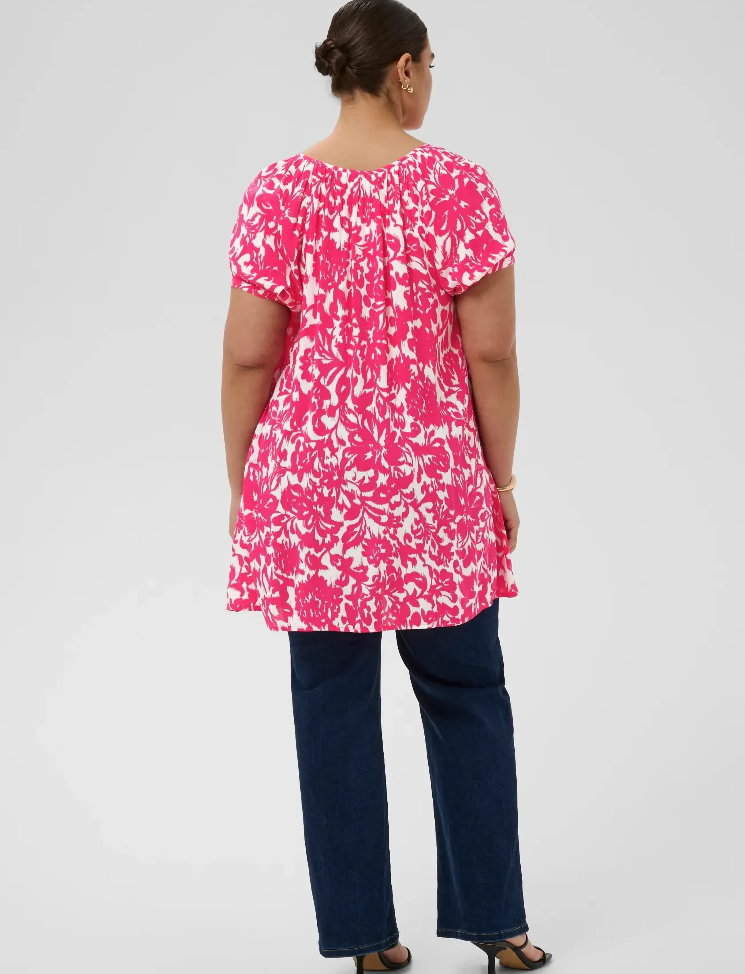 Kaffe Curve - KCvilana Ami Tunic - tunikor - beetroot purple chalk flower - 4