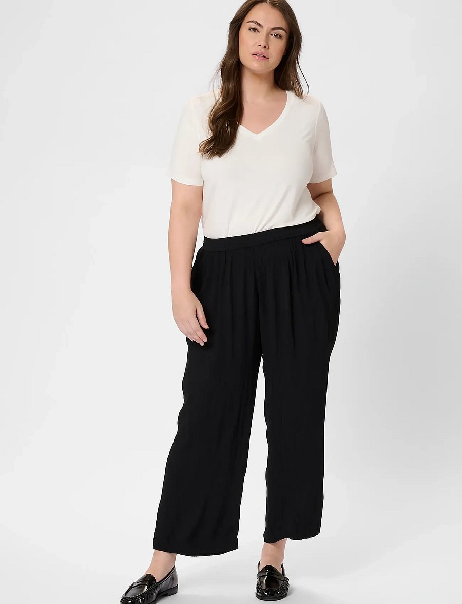 Kaffe Curve - KCdacina Ami Pants - bukser med brede ben - black deep - 3