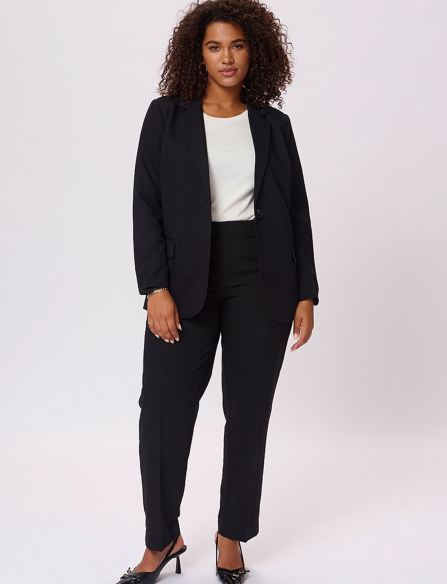 Kaffe Curve - KCsakira Blazer - enkelknäppta kavajer - black deep - 3