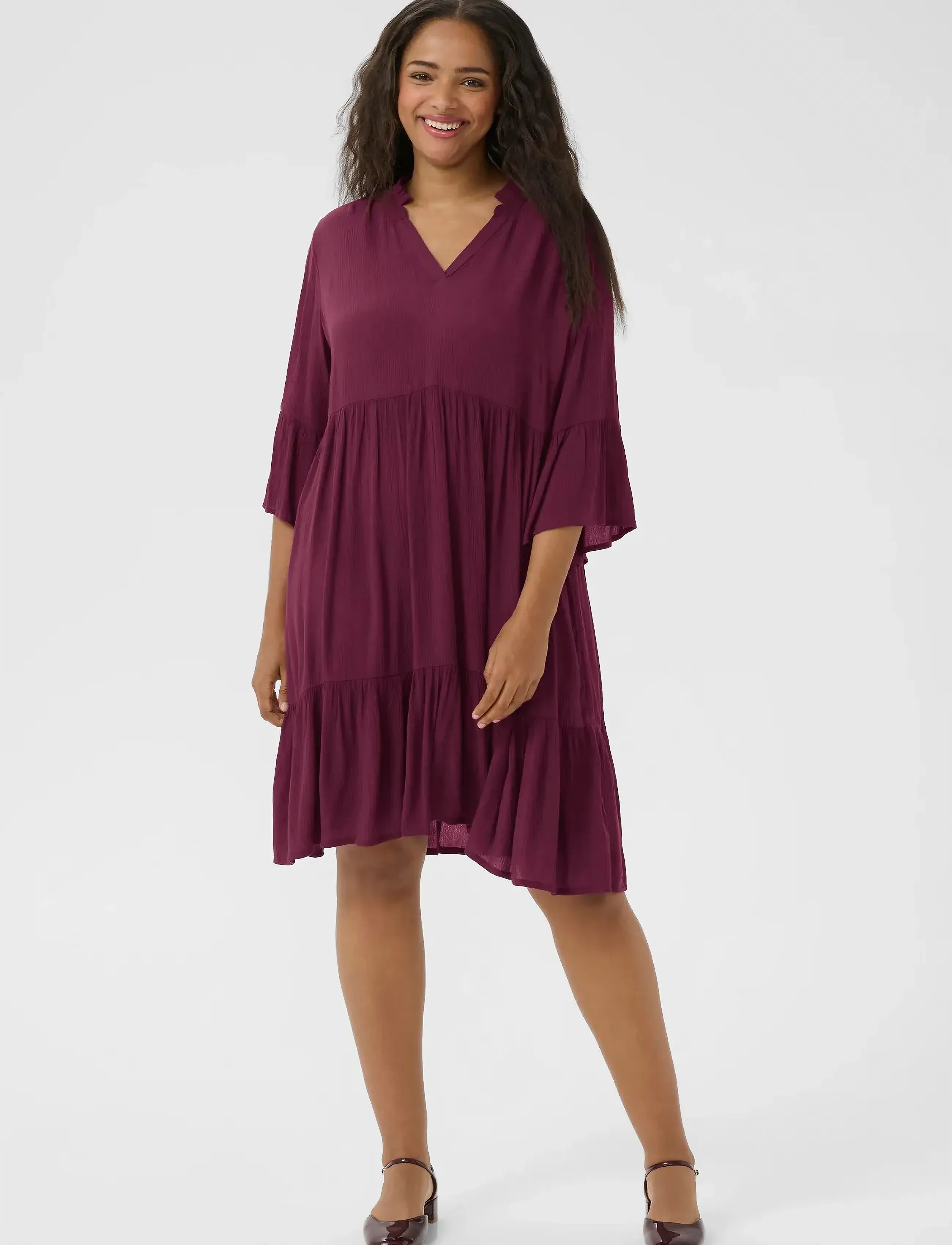 Kaffe Curve - KCmariana Ami Dress - windsor wine - 3