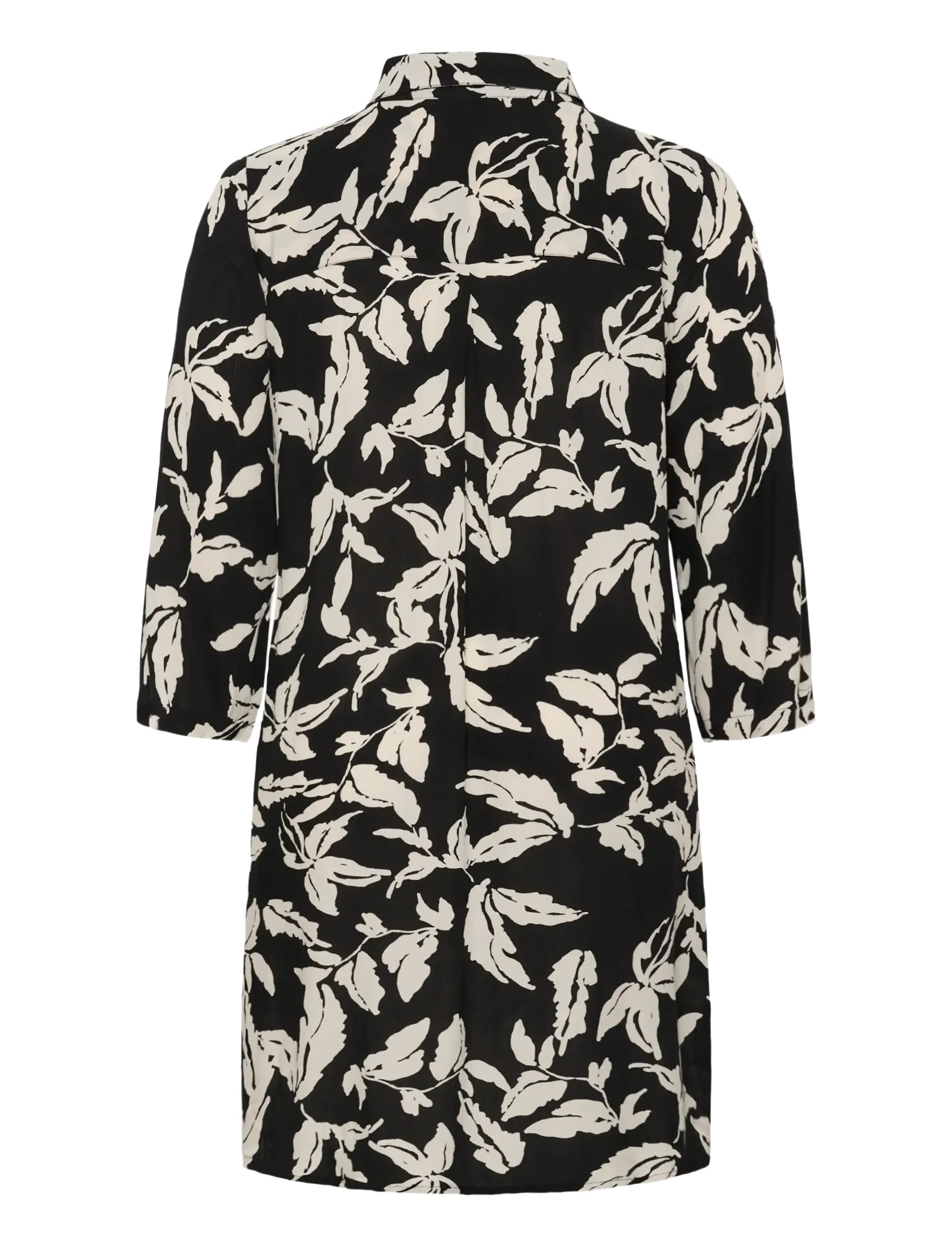 Kaffe Curve - KChilda Ami Shirt Dress - skjortekjoler - black chalk leaves - 2