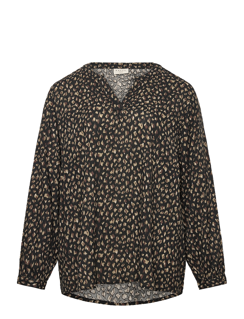 Kaffe Curve - KCjalu BBB Blouse - pikkade varrukatega pluusid - black/brown graphic dots - 0