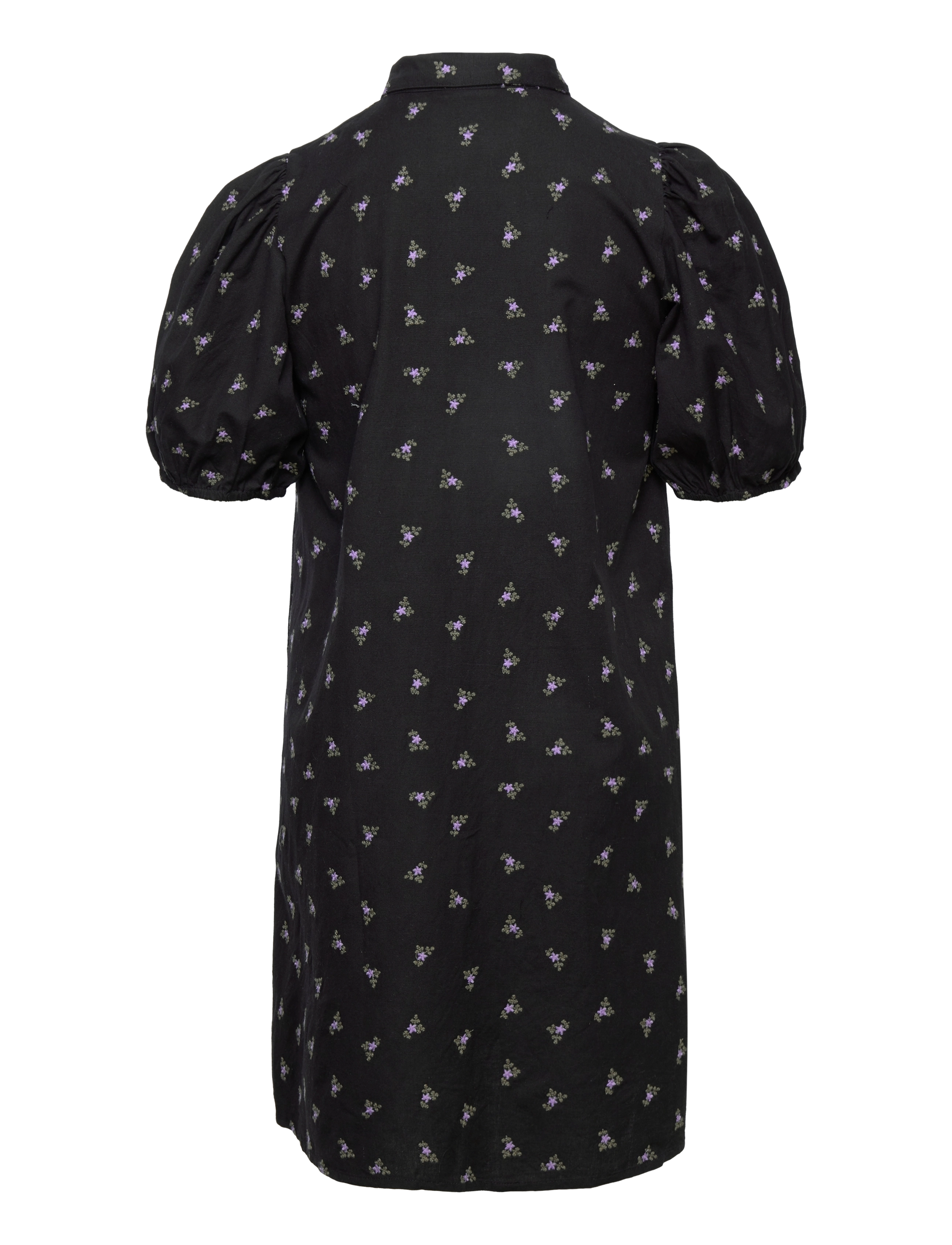 Kaffe Curve - KCtammy Shirt Dress - black w. purple flower embd. - 1