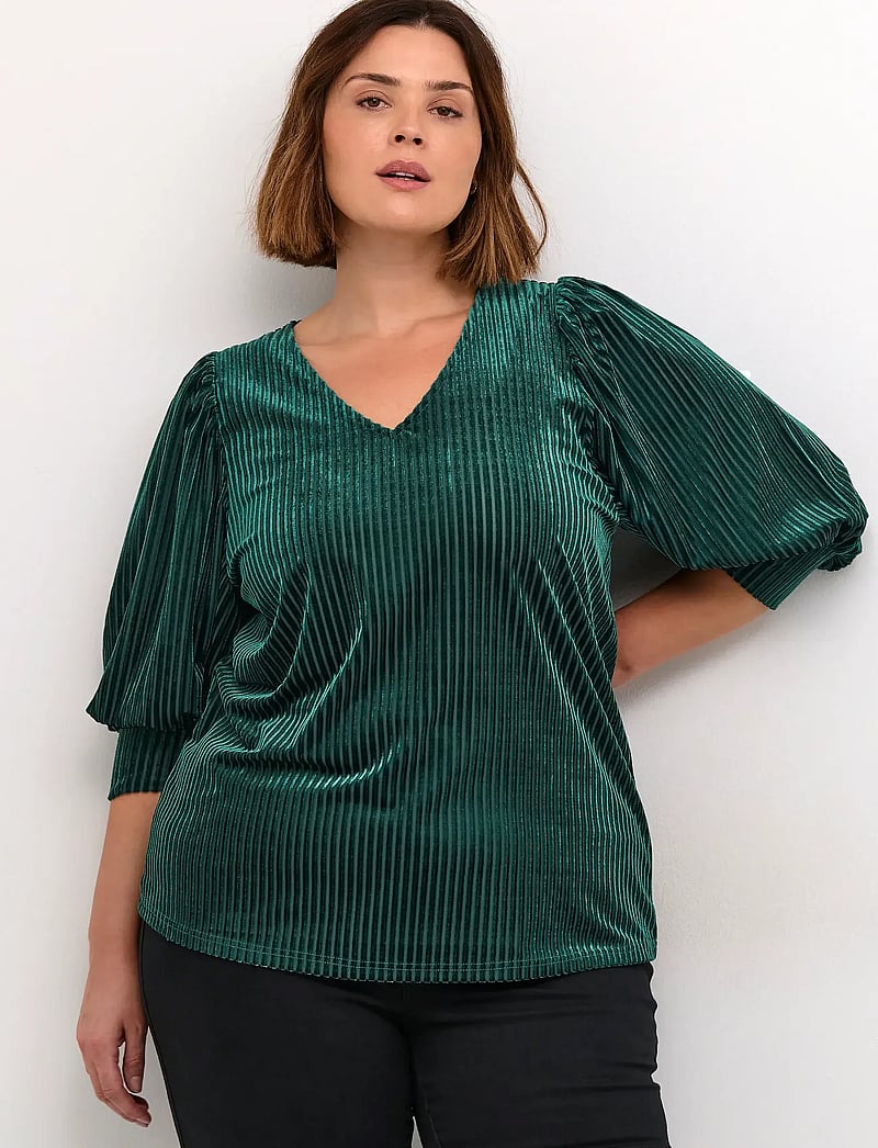Kaffe Curve - KCcacanna Blouse - kurzämlige blusen - garden topiary cc. - 0