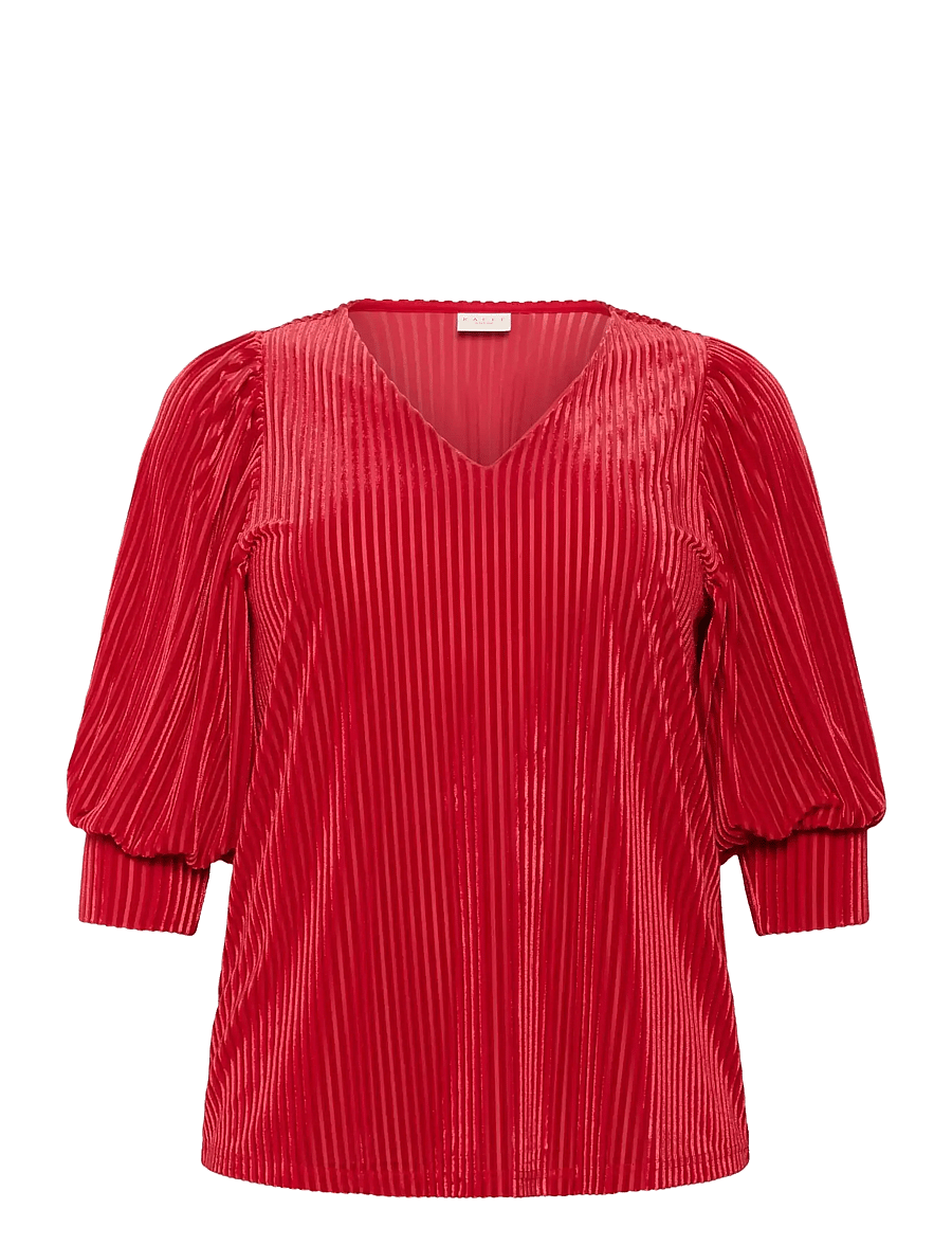 Kaffe Curve - KCcacanna Blouse - kurzärmelige blusen - haute red cc - 1