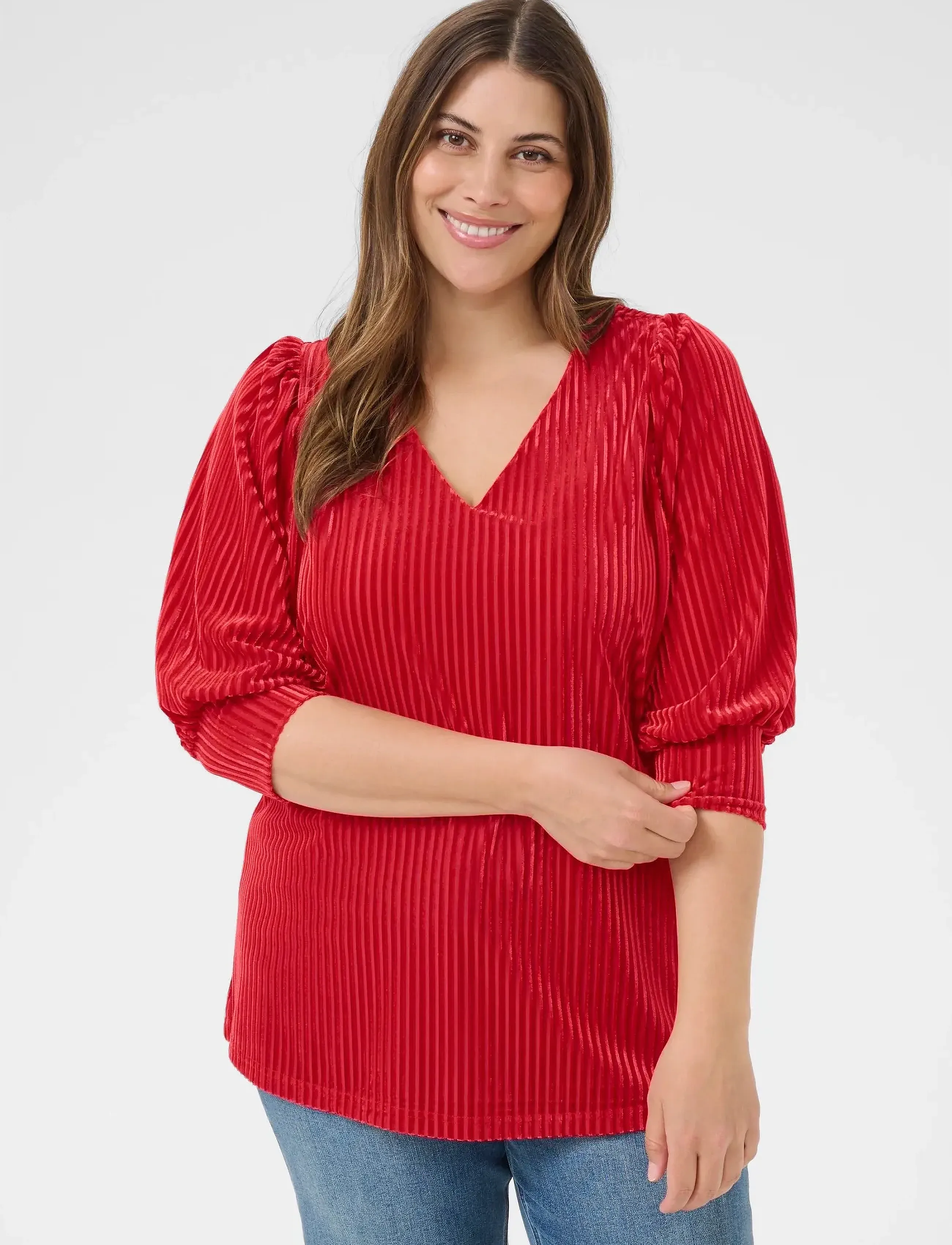 Kaffe Curve Kccacanna Blouse, M, Blouses, Rot - Short-sleeved, Frauen