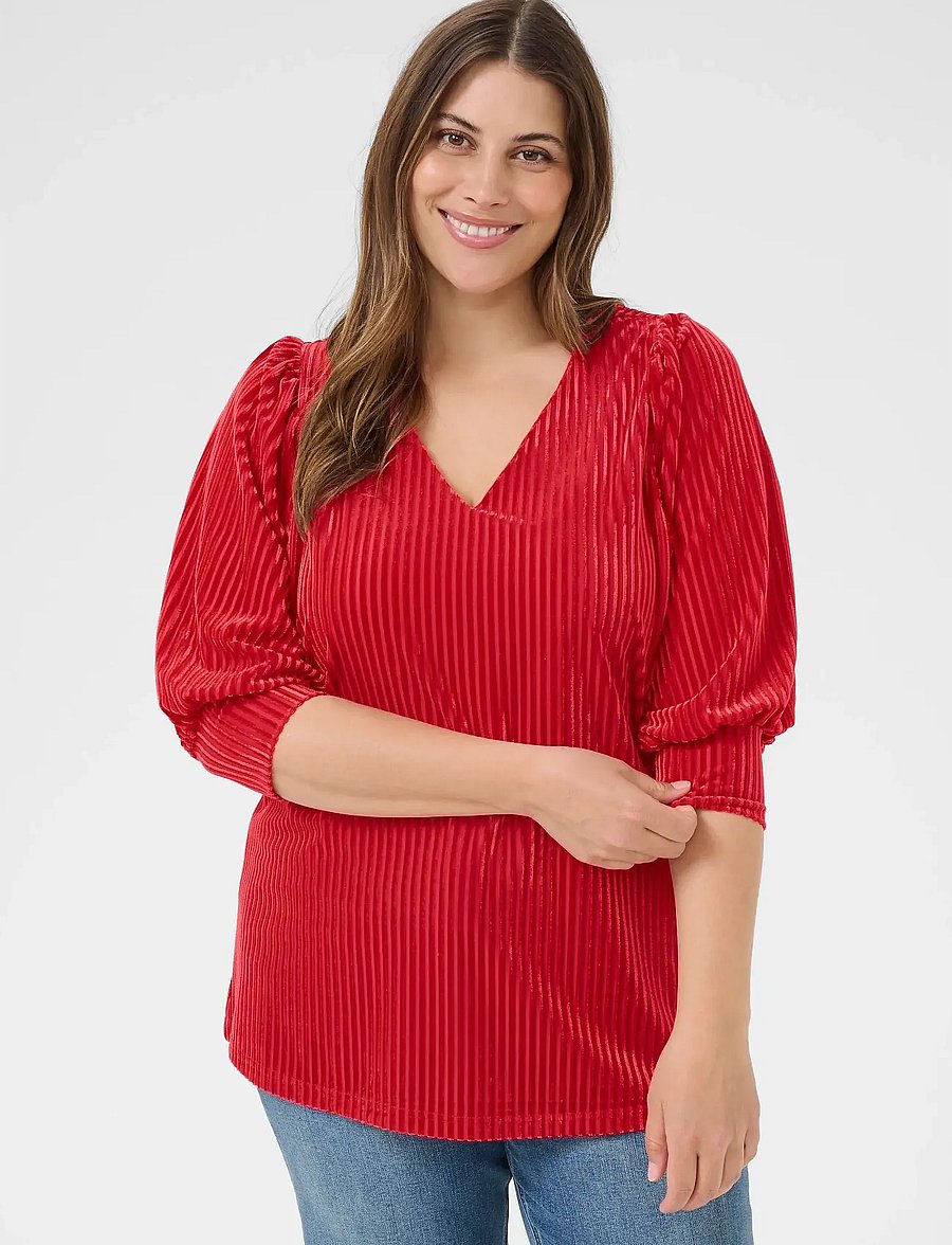 Kaffe Curve - KCcacanna Blouse - kurzärmelige blusen - haute red cc - 0