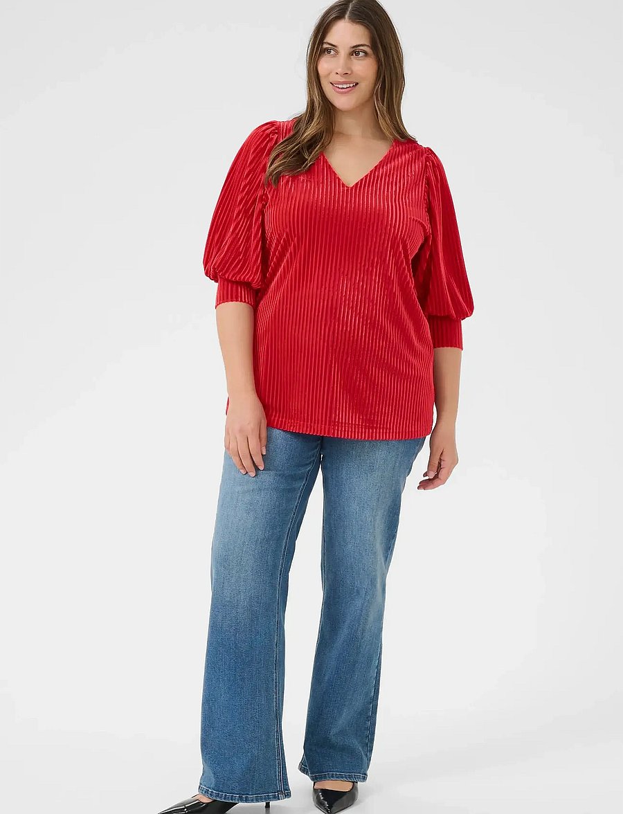 Kaffe Curve - KCcacanna Blouse - kurzärmelige blusen - haute red cc - 3