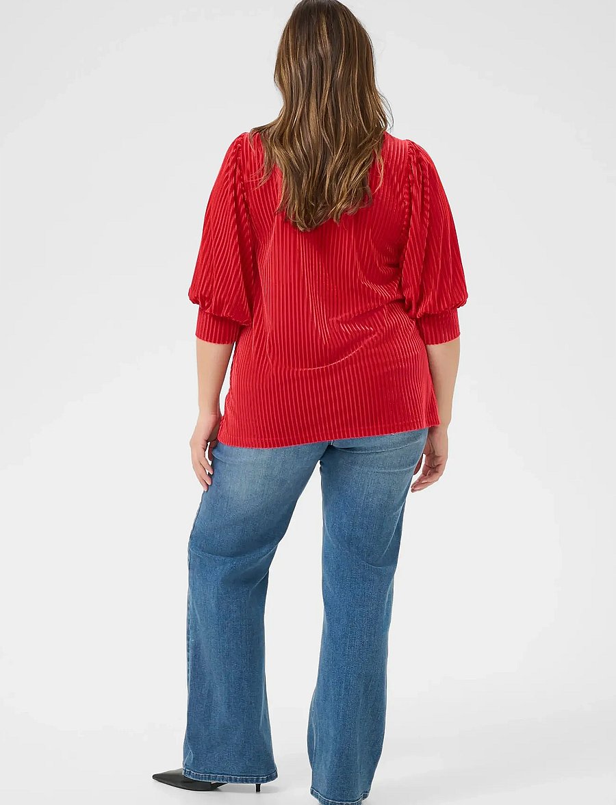 Kaffe Curve - KCcacanna Blouse - kurzärmelige blusen - haute red cc - 4