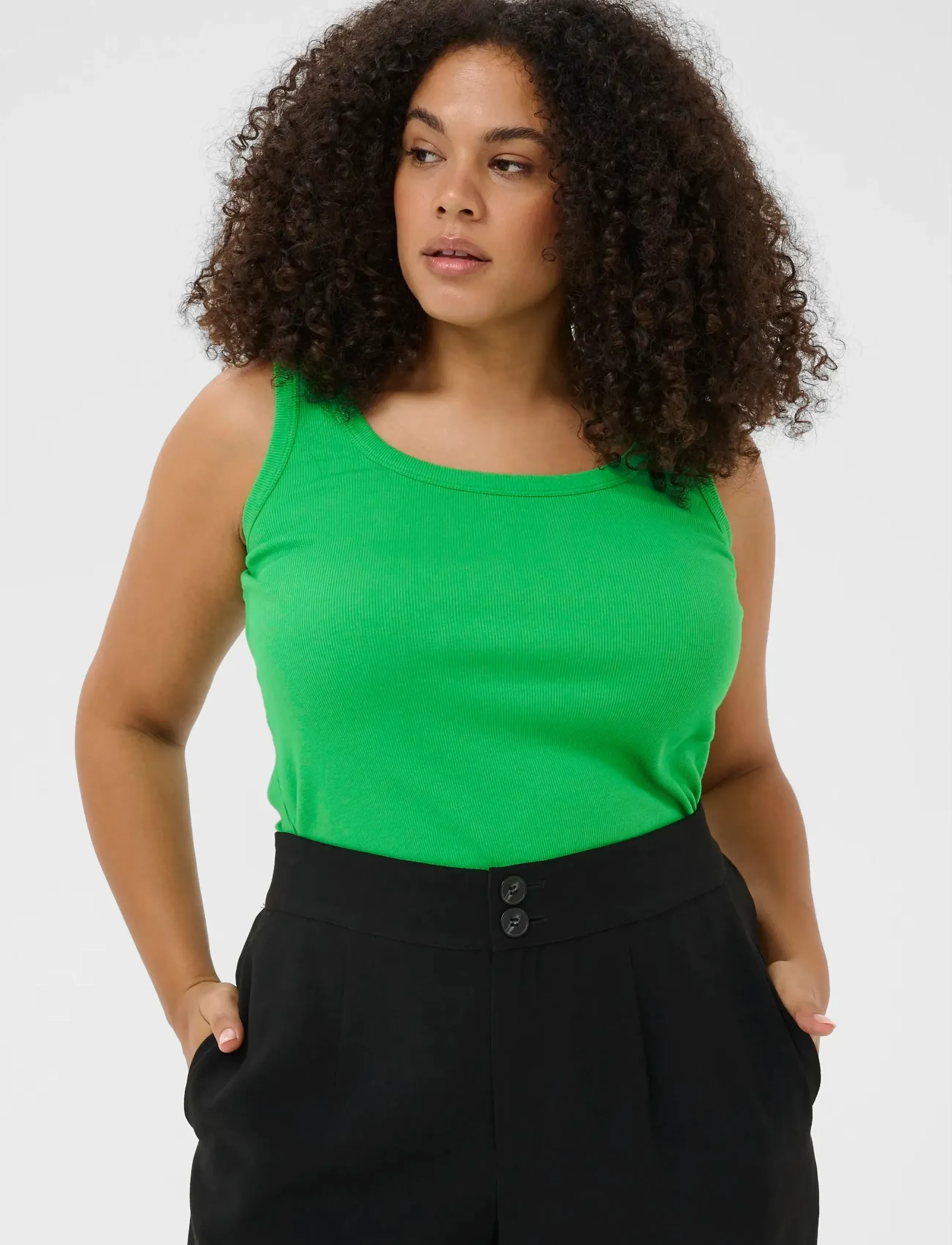 Kaffe Curve Kccarina Tank Top, Kvinder, Tank Top, Grøn, Str: M